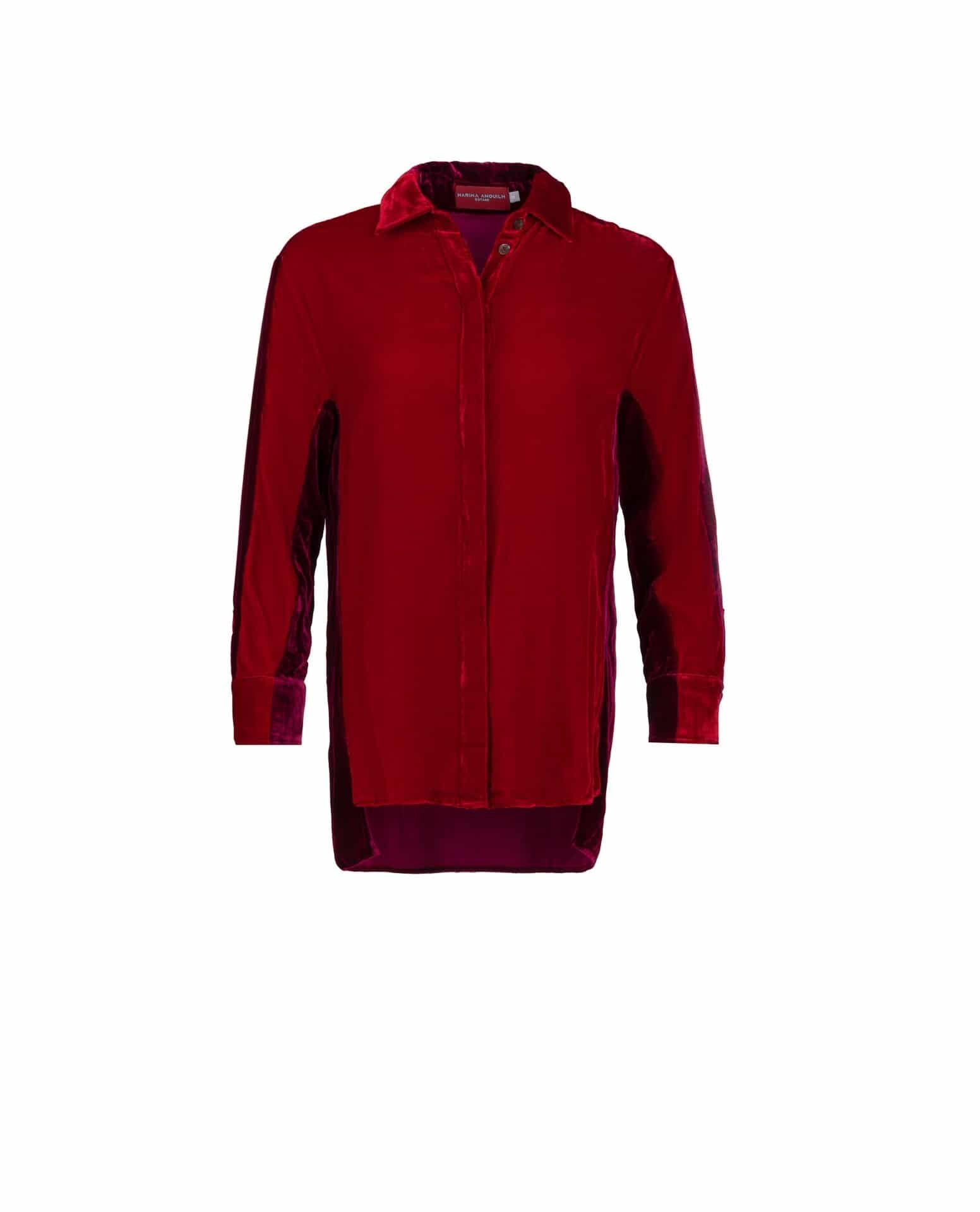 ELVIRA VELVET SHIRT RED/ BURGUNDY