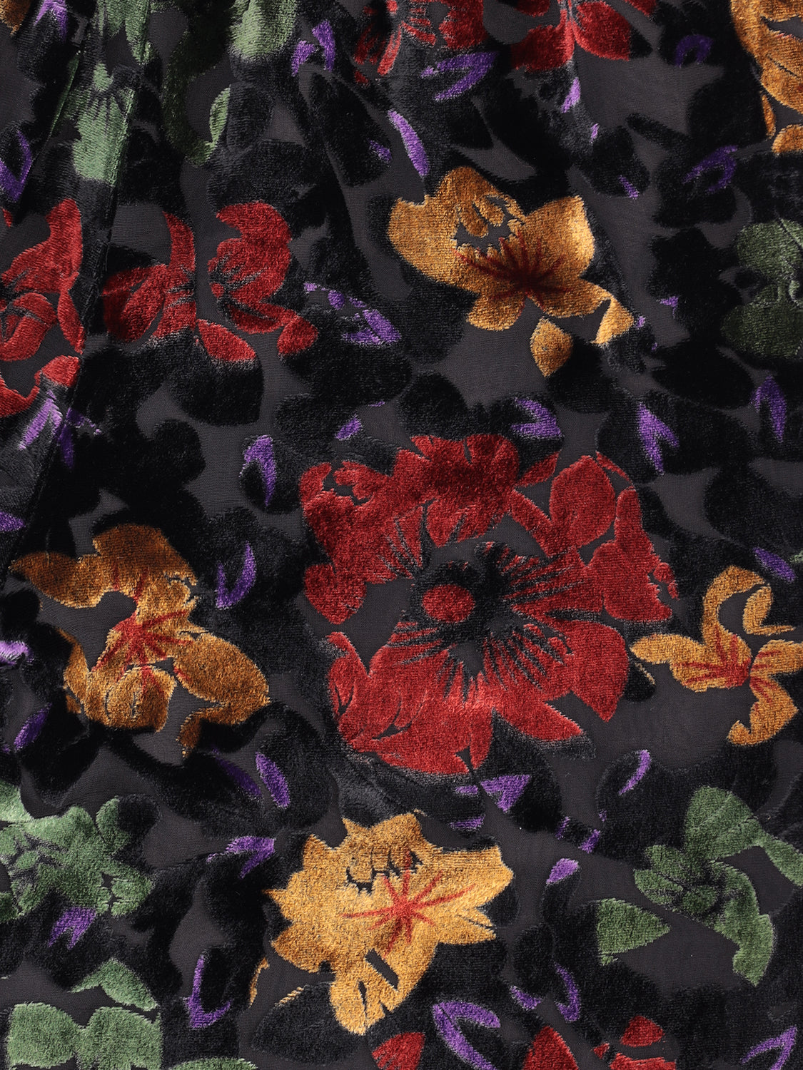 Carla Pants Velvet Devore Black & Colorful