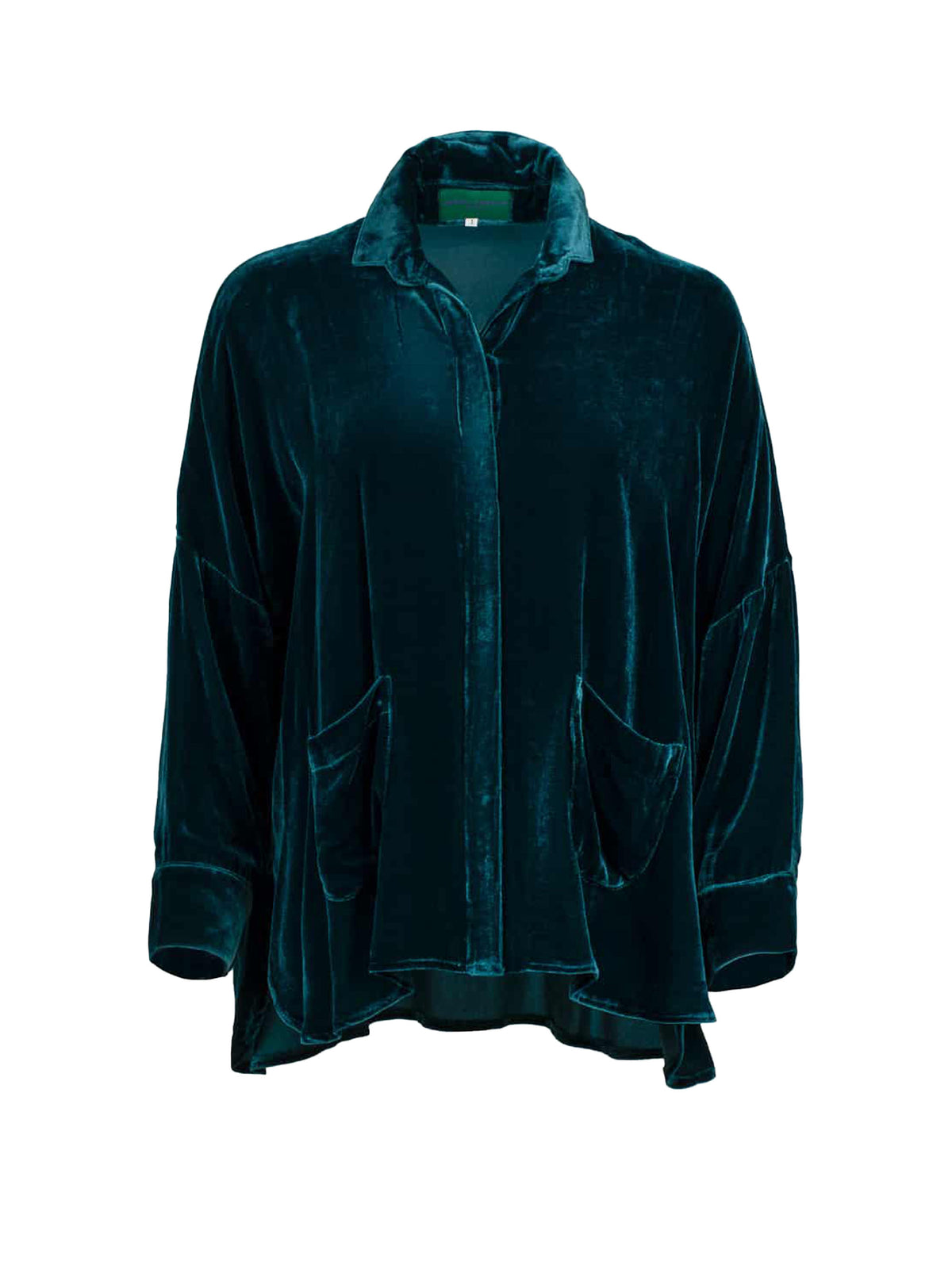 Gaby Square Velvet Shirt Emerald