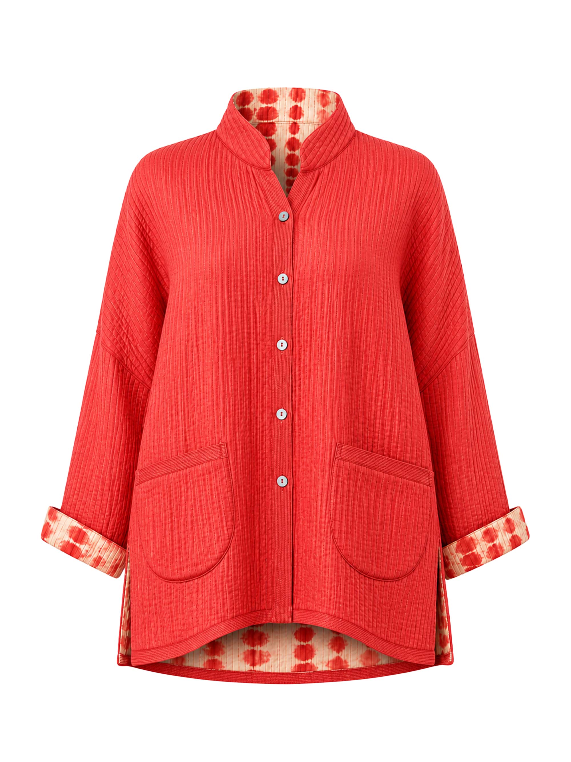 Gaby Padded Reversible Silk Jacket Tiedye Coral
