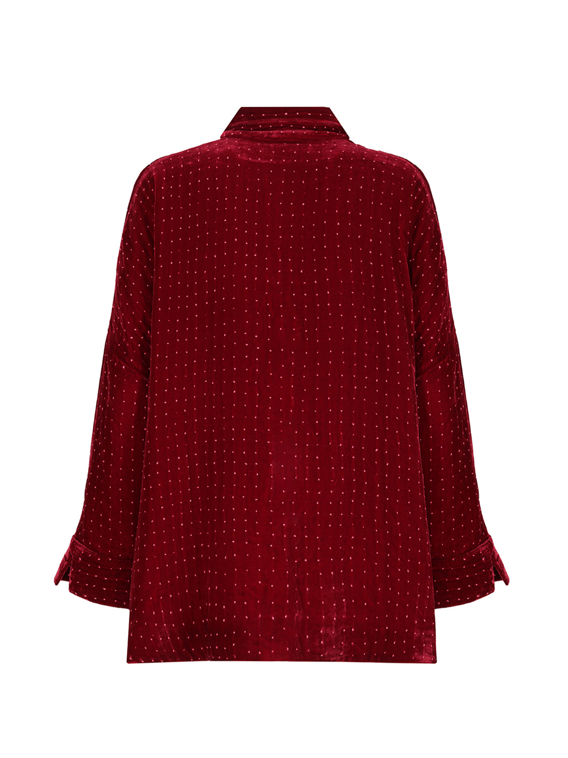 Gaby Padded Shirt Velvet Red with Fuchsia Dots