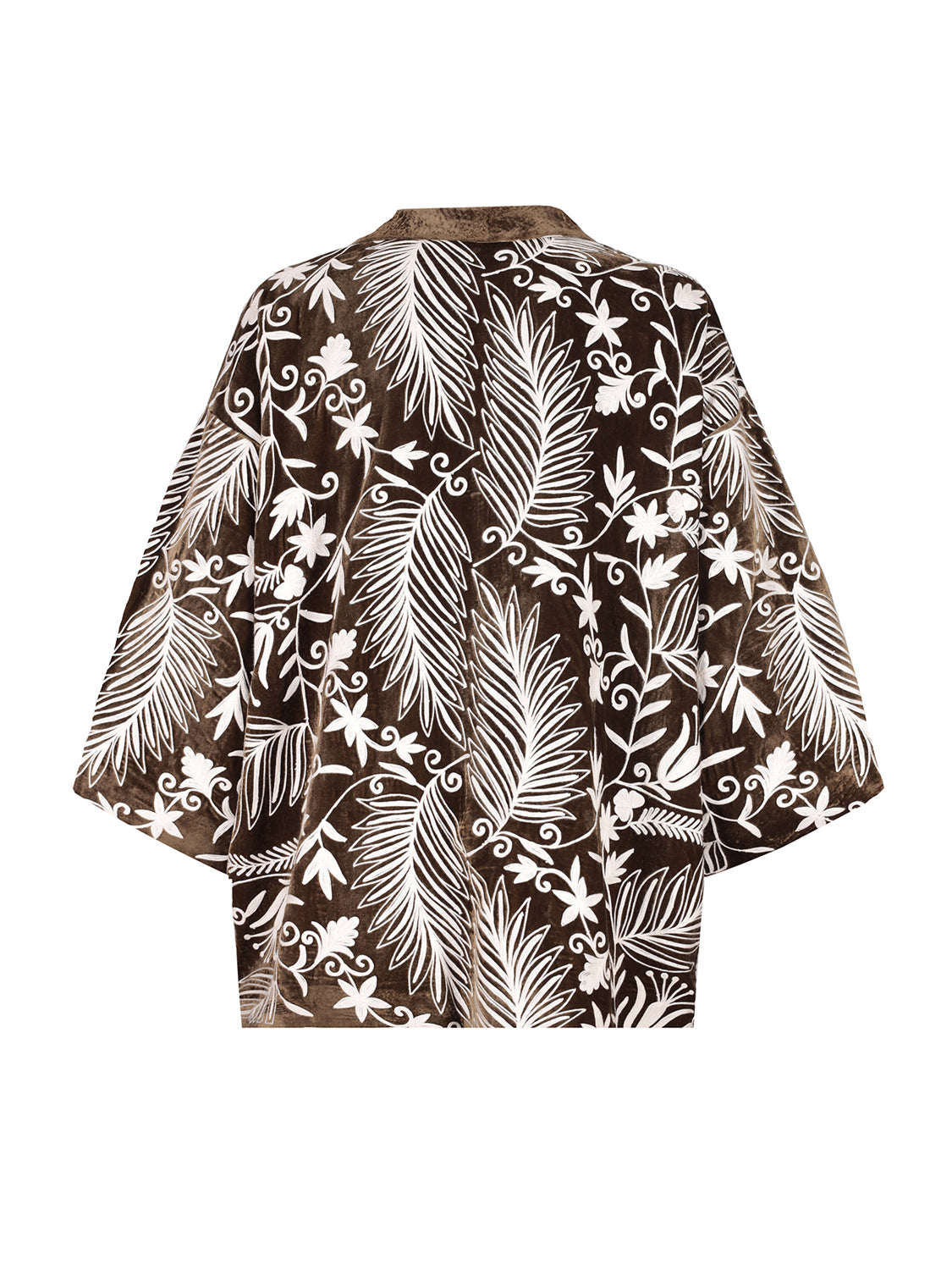 Gaia Chestnut Velvet Jacket Cream Embroidered