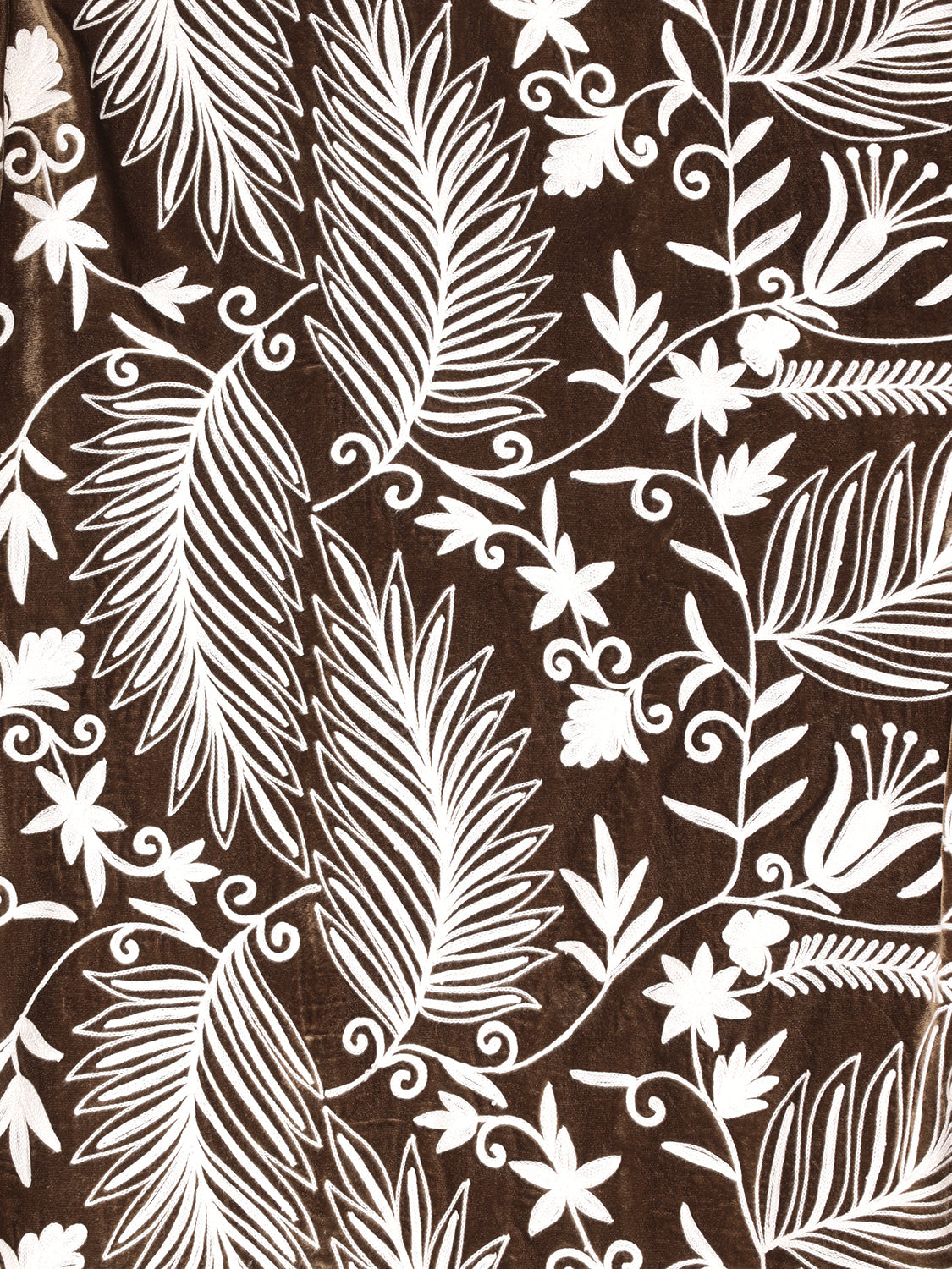 Gaia Chestnut Velvet Jacket Cream Embroidered