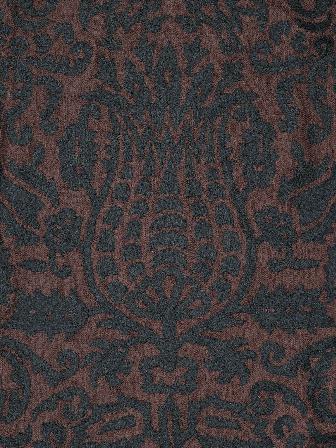 Gaia Herringbone Wool Jacket Black Suzani Embroidered