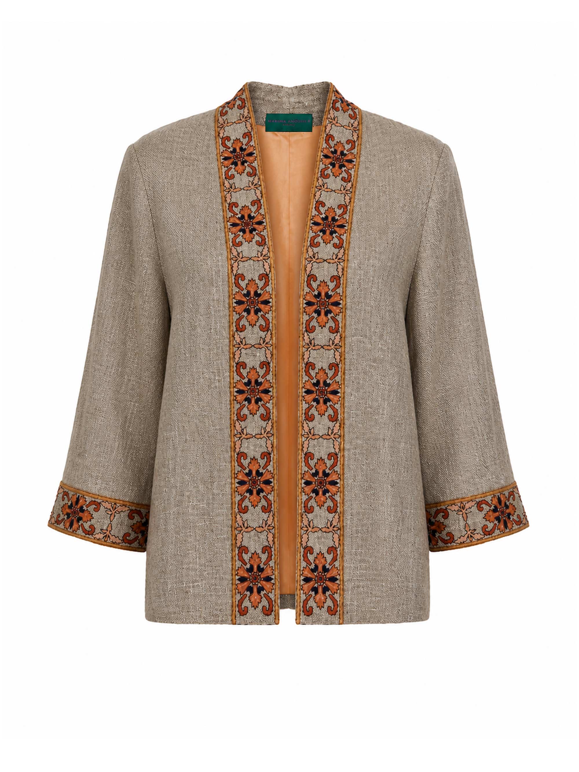 Marina Anouilh Geisha Hemp Jacket Rust Trim in rust hemp jacket