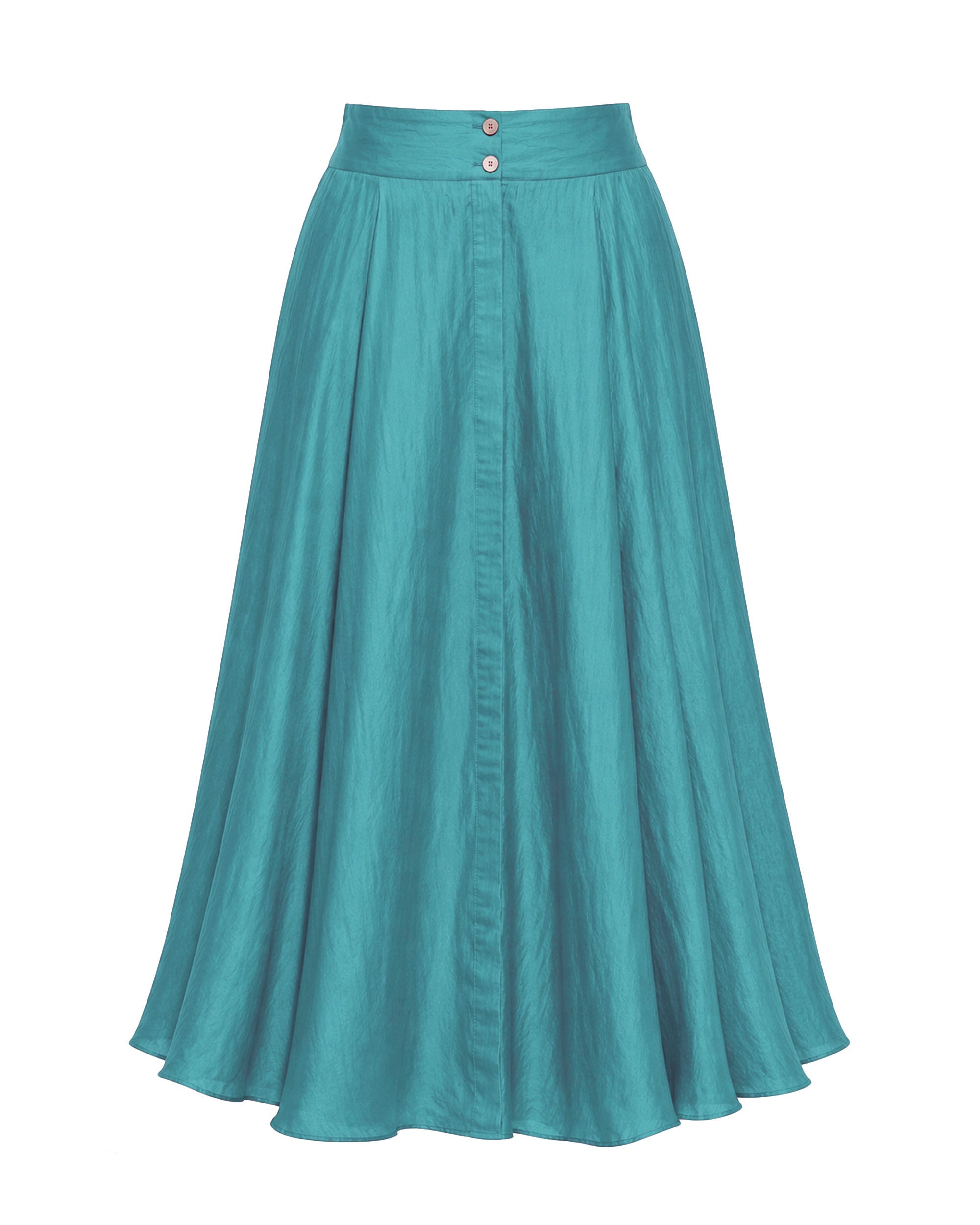 Marina Anouilh Irene Skirt Habotai Silk Cyan in cyan habotai silk skirt