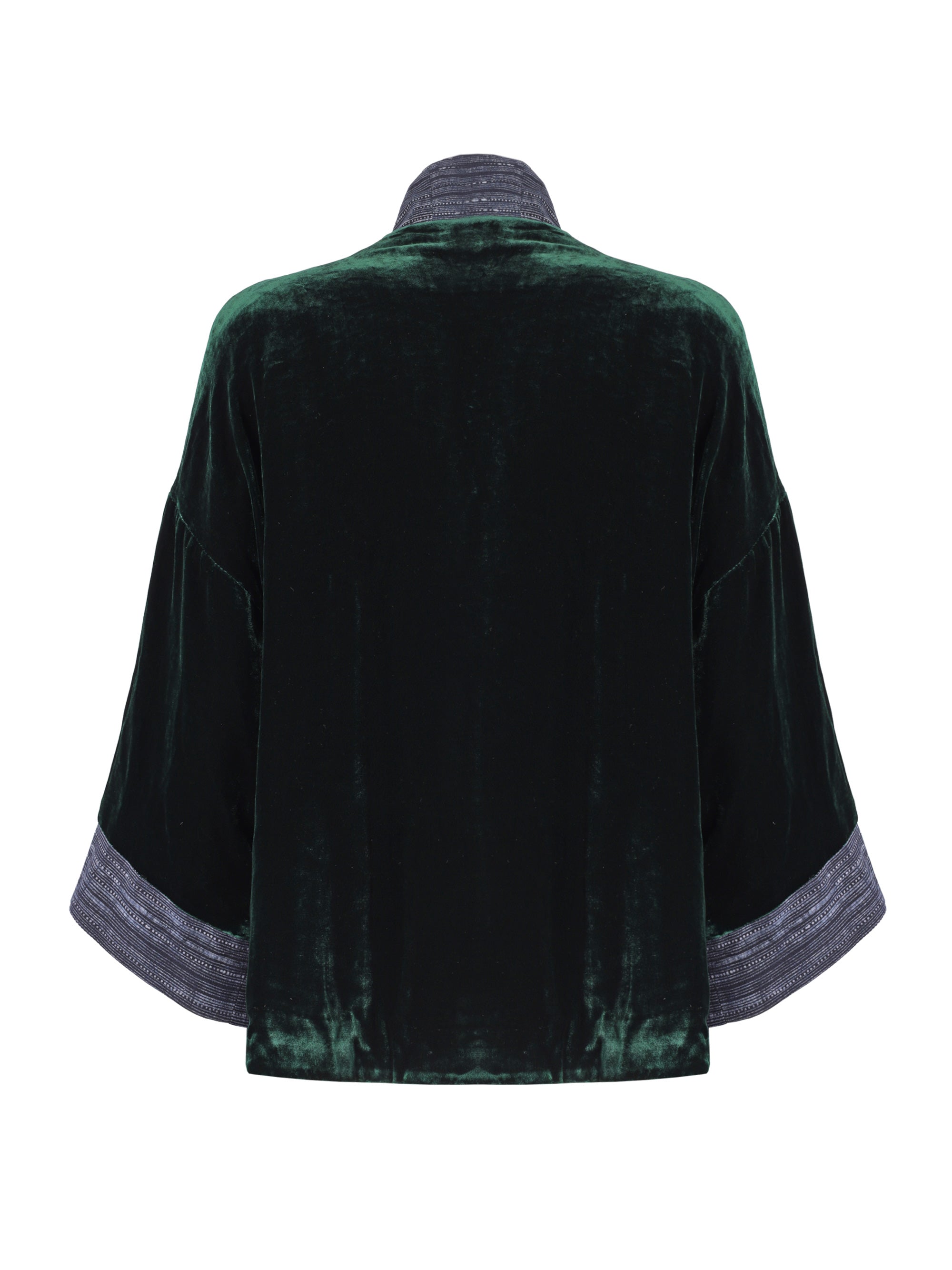 Kimono Velvet Green Beeswax Cotton Trim