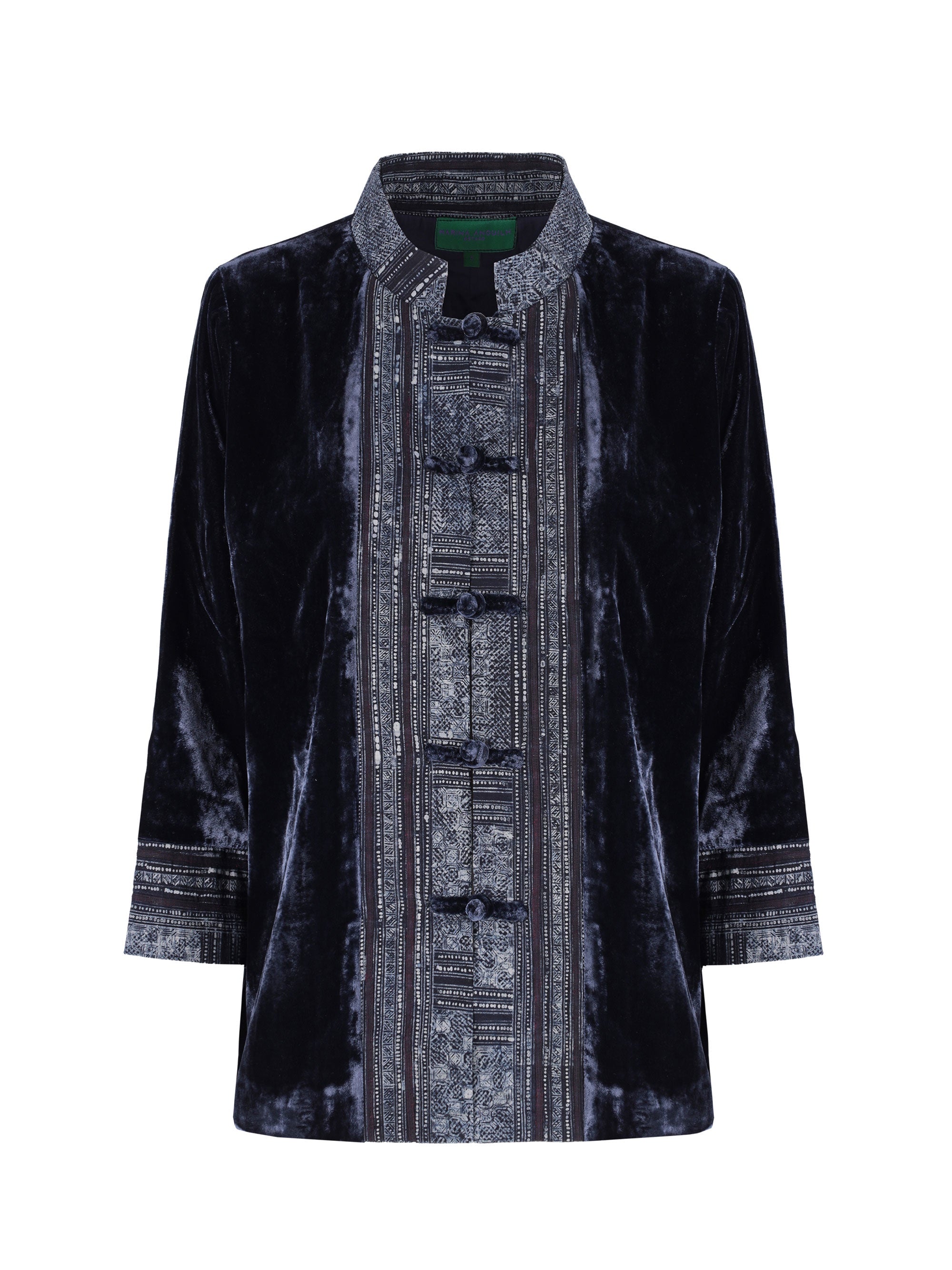 Kimono Velvet Night Blue Beeswax Cotton Trim