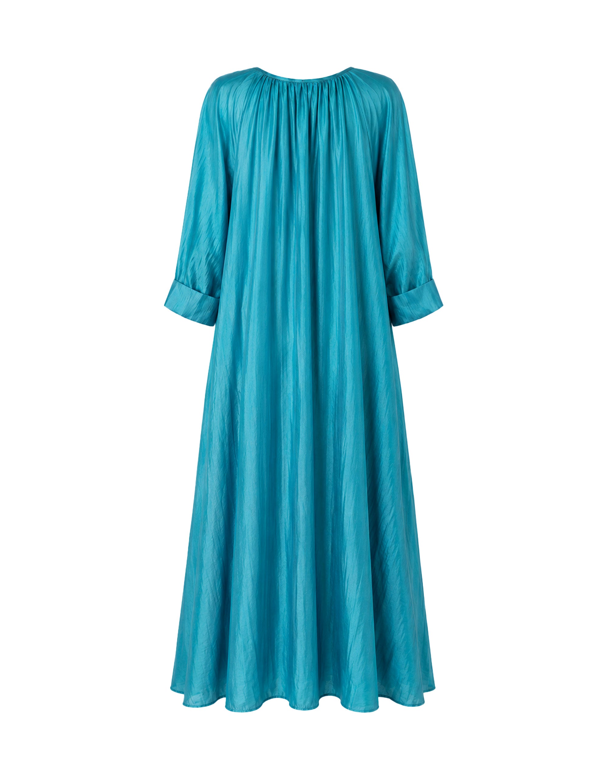 Lotus Silk Dress Turquoise - Stella Neck