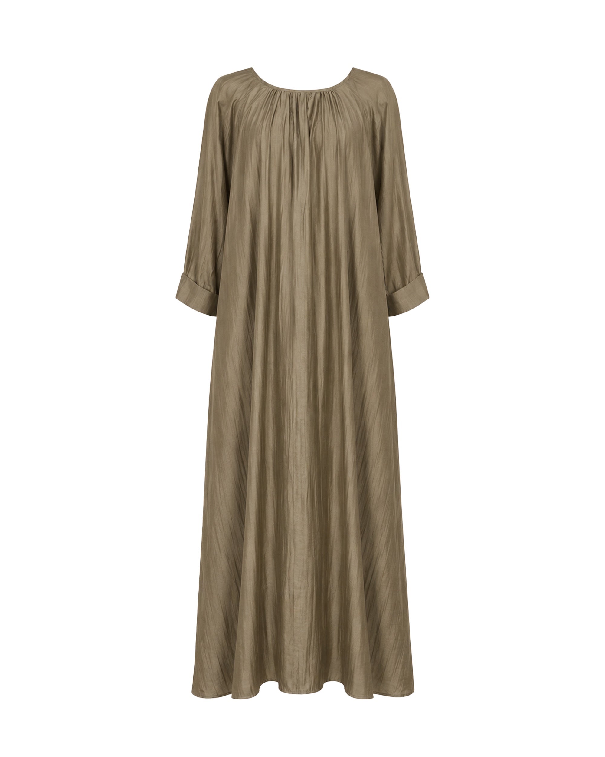 Lotus Silk Dress Olive - Stella Neck
