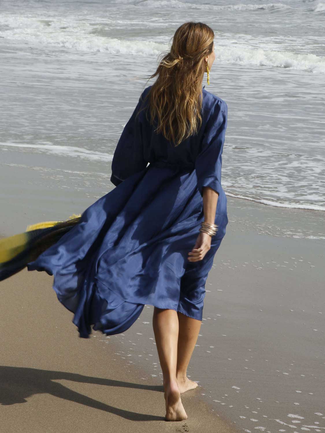 NEW MARINA DRESS SILK PLAIN NAVY BLUE
