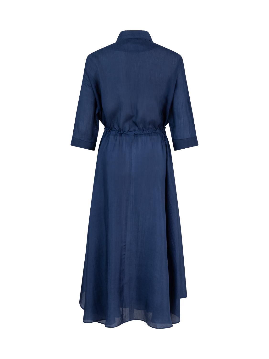 NEW MARINA DRESS SILK PLAIN NAVY BLUE