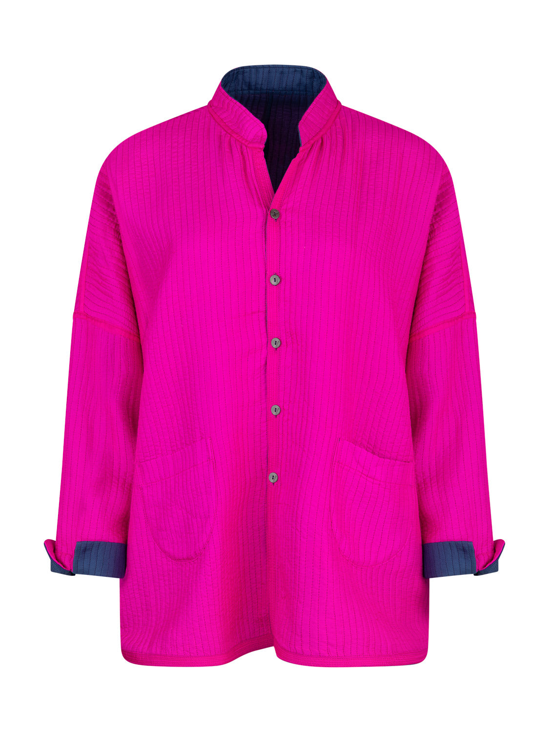 GABY PADDED REVERSIBLE JACKET NAVY BLUE FUSCHIA
