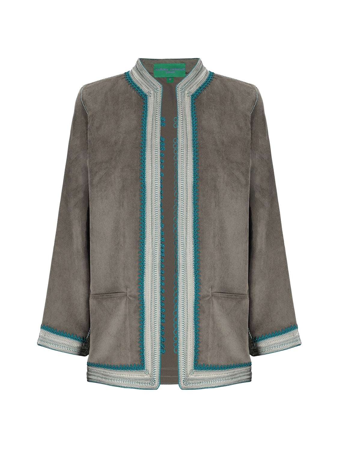 Marrakesh Corduroy Jacket Kaki Turquoise