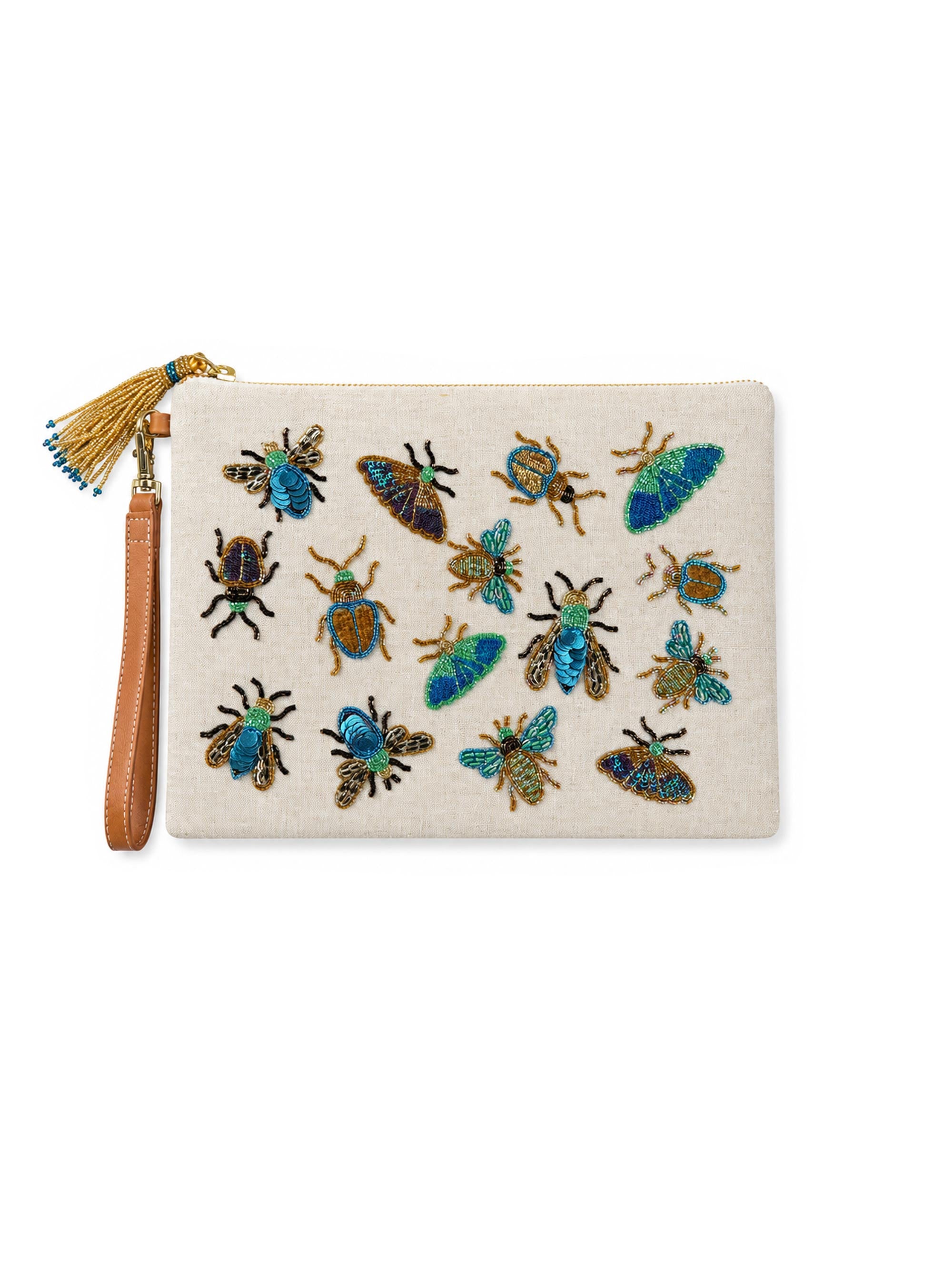 Sequin Pouch Insect Turquoise XL
