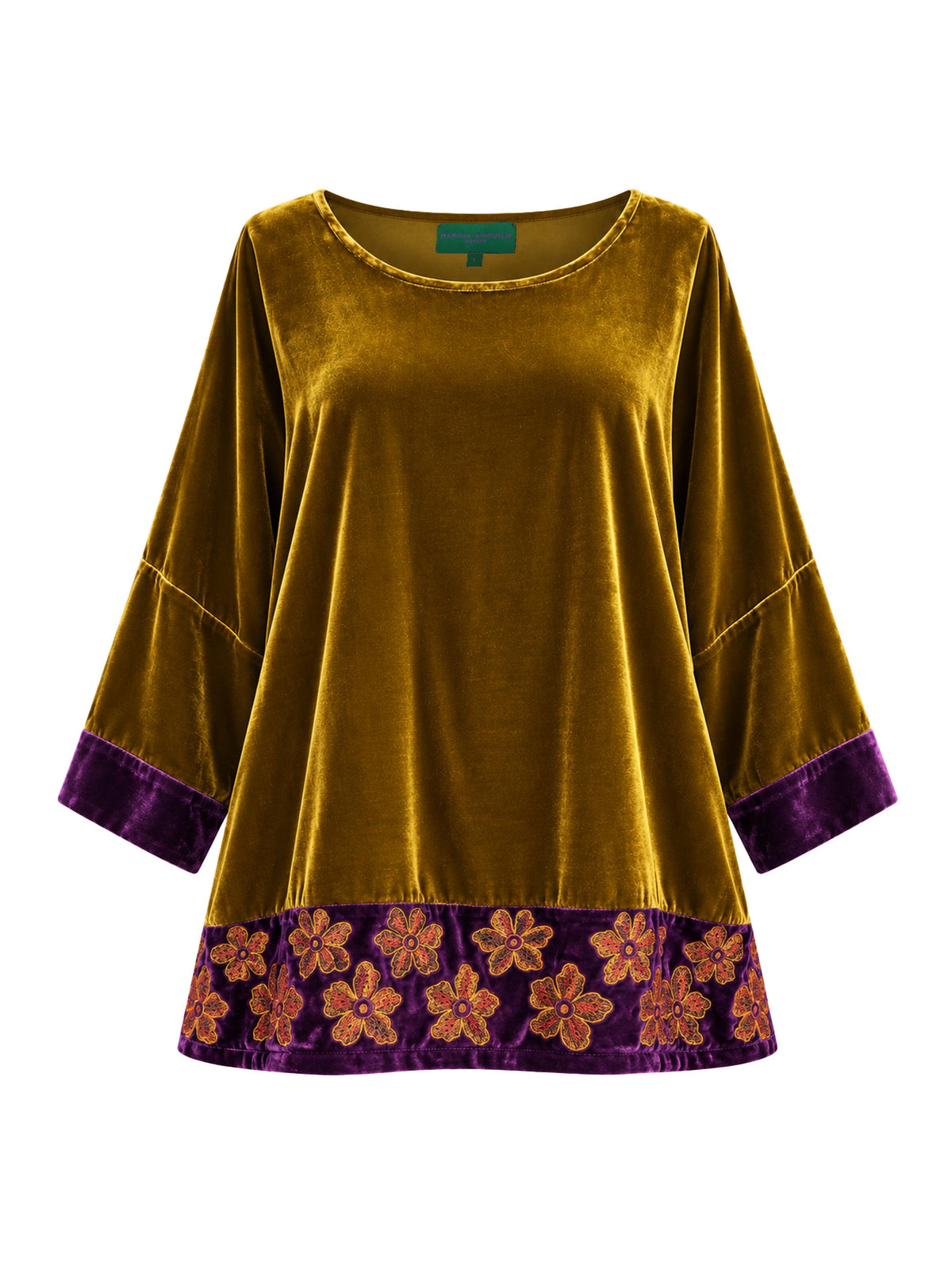 Oriana Orchid Velvet Shirt Moss Eggplant