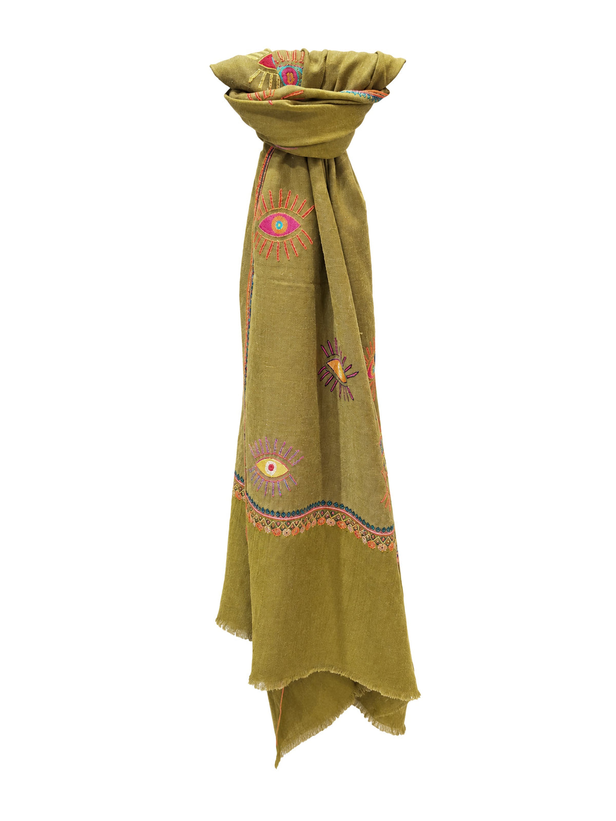 Eye-Embroidered Cashmere Pashmina Scarf