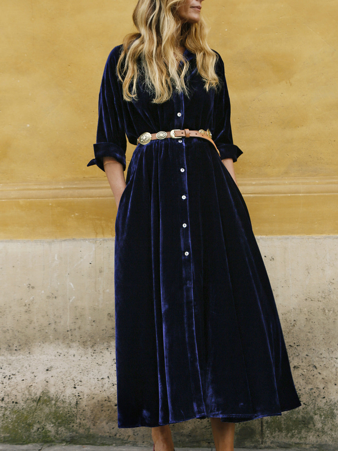 Perrine Velvet Dress Navy Blue