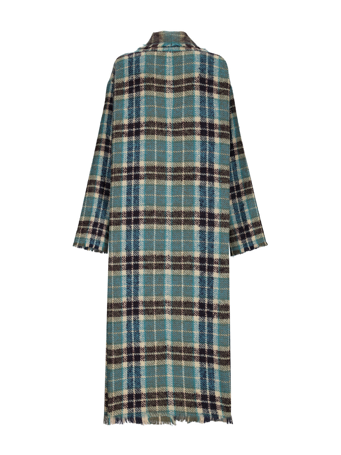 Stephanie Coat Tartan Teal Check
