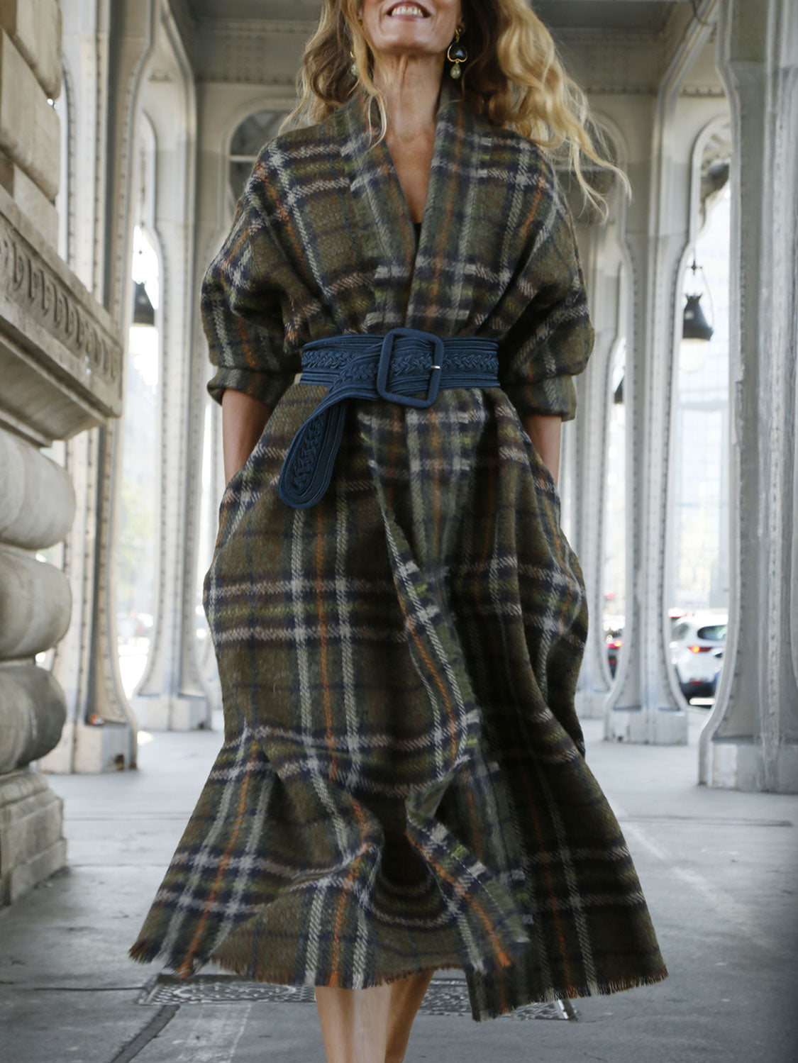 Stephanie Coat Tartan Olive Check