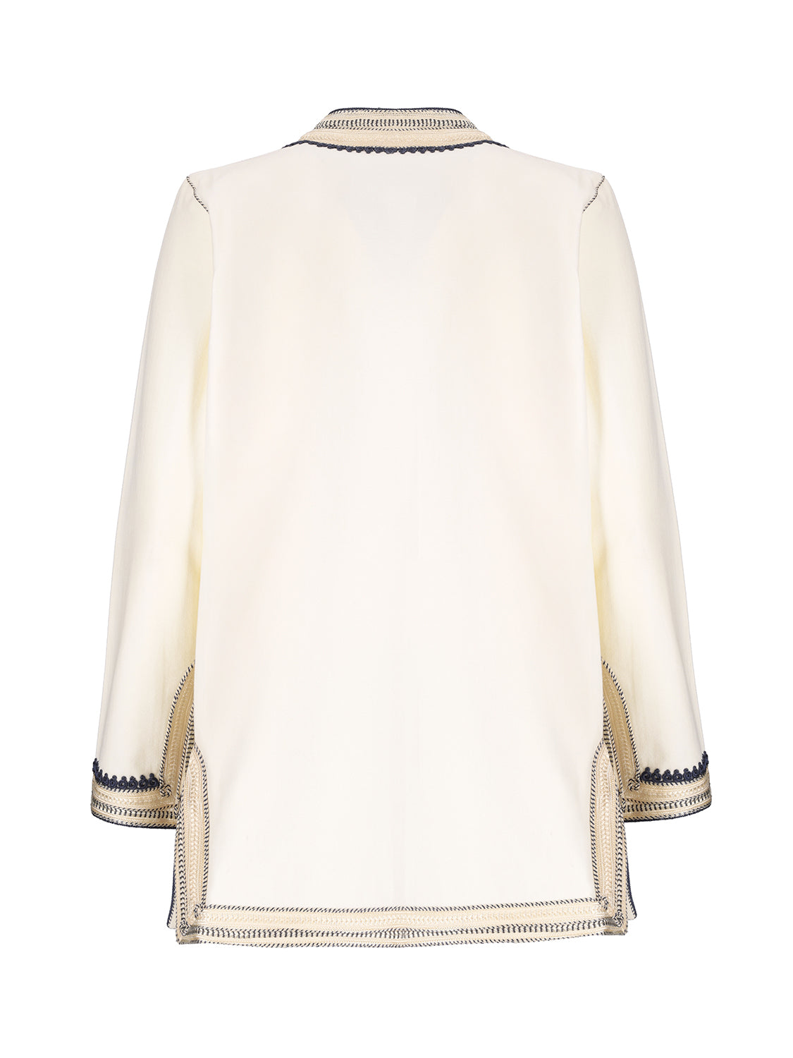 MARRAKESH HERRINGBONE COTTON JACKET IVORY/NAVY BLUE