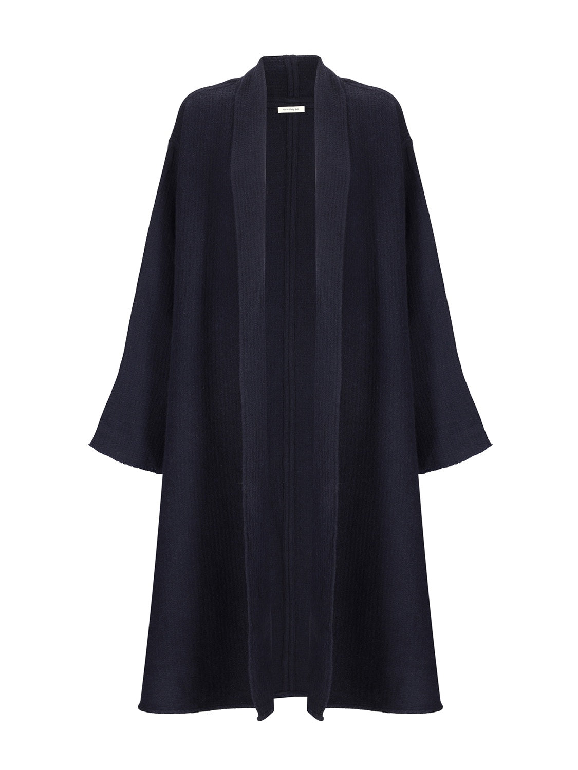 Bohemian chic winter alpine — Stephanie yak long coat navy layering