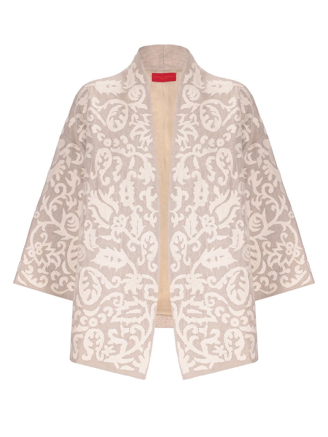 Bohemian chic craft — Gaia Suzani hand embroidered linen jacket Marrakesh atelier