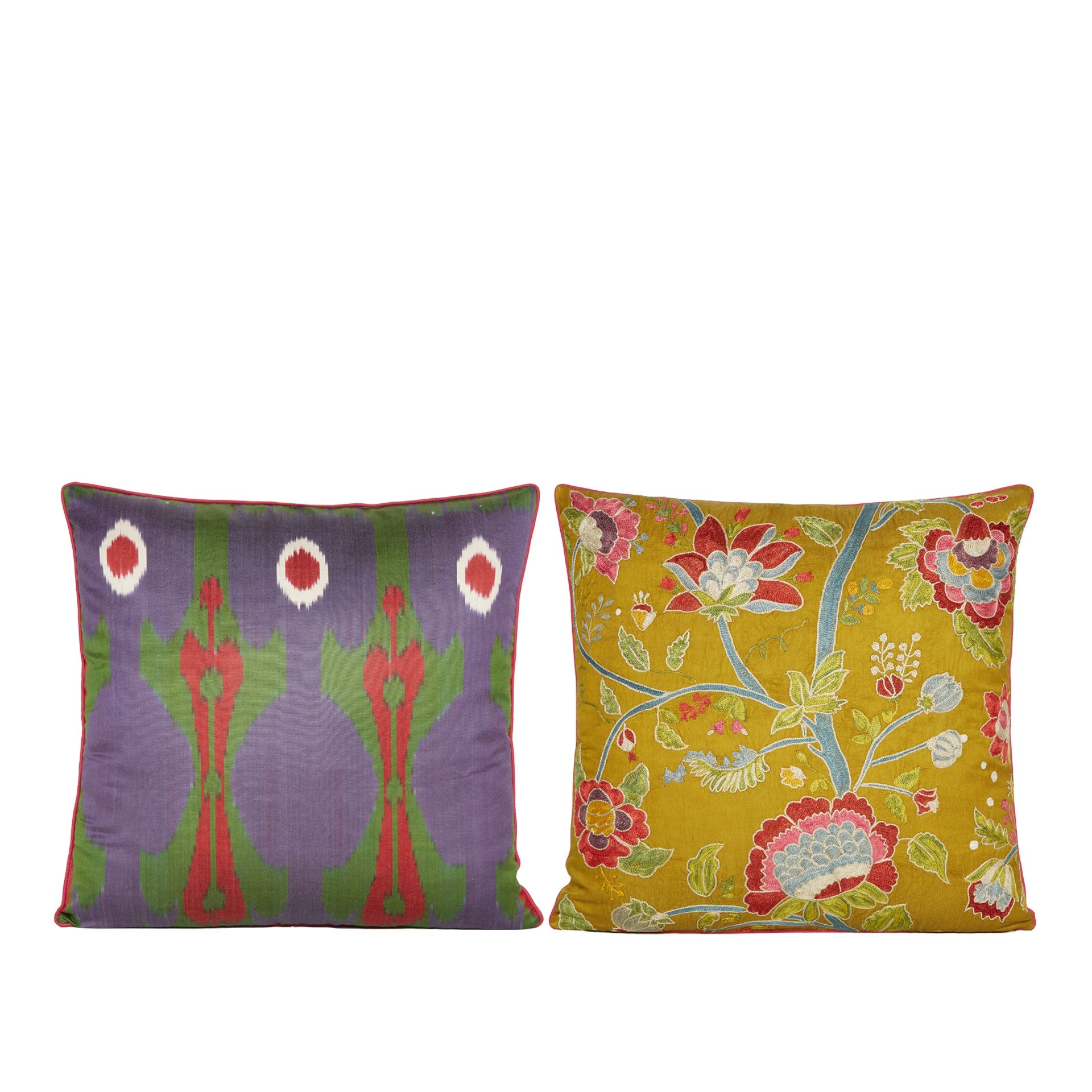 LARGE SUZANI MUSTARD YELLOW GREEN CUSHION