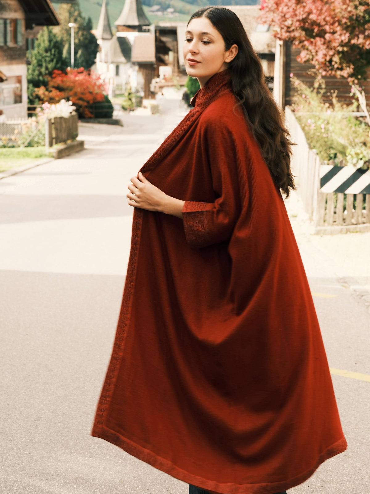 Bamyan Long Karzan Pashmina Coat Red