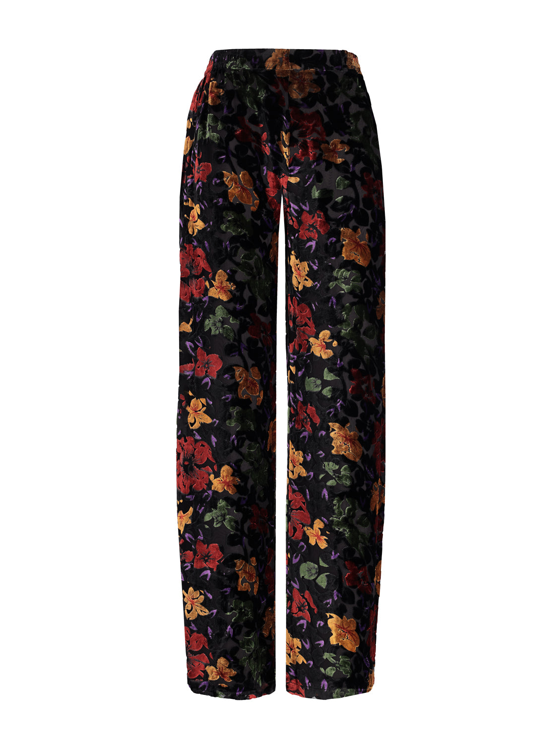 Carla Pants Velvet Devore Black & Colorful