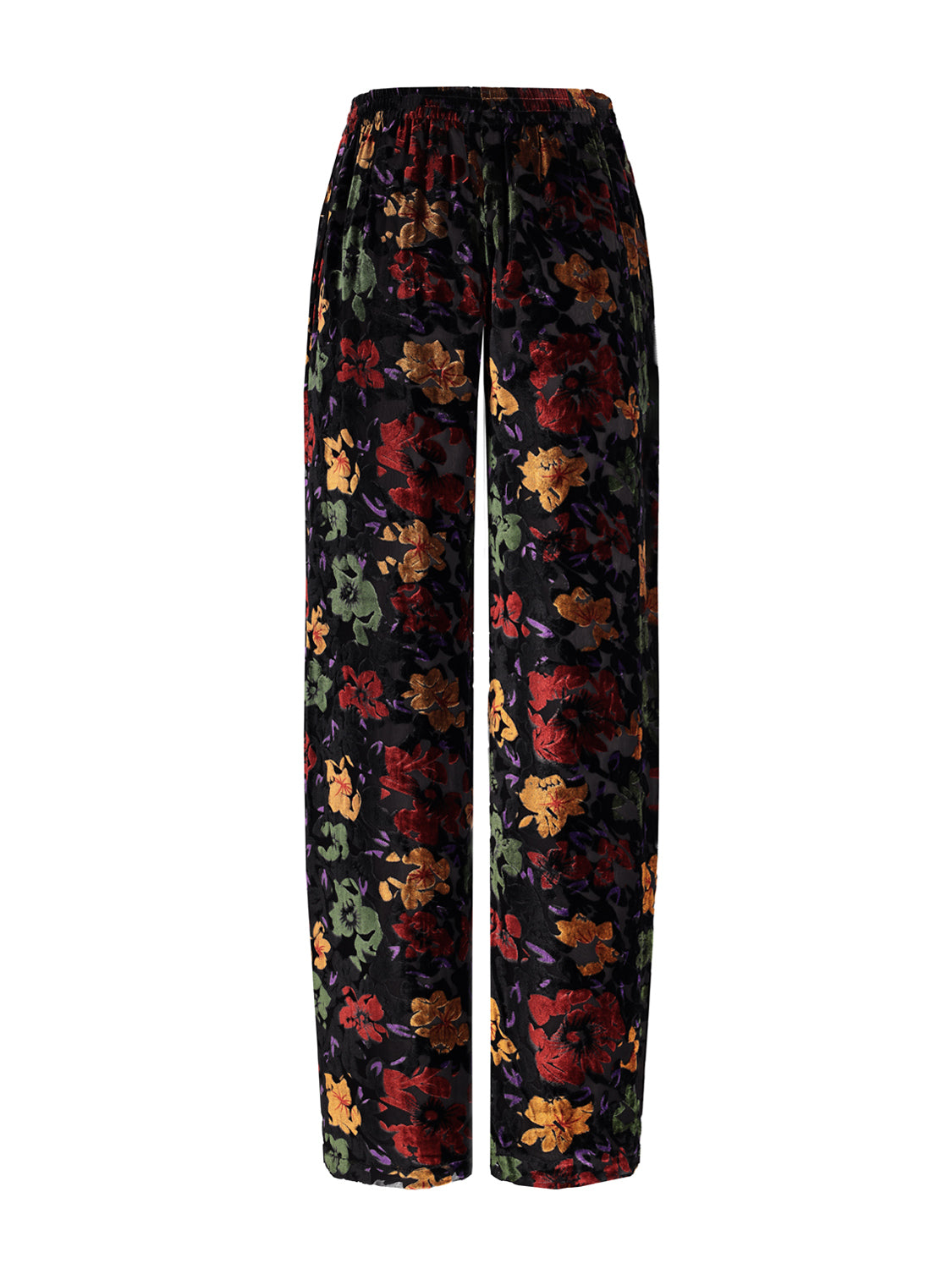 Carla Pants Velvet Devore Black & Colorful