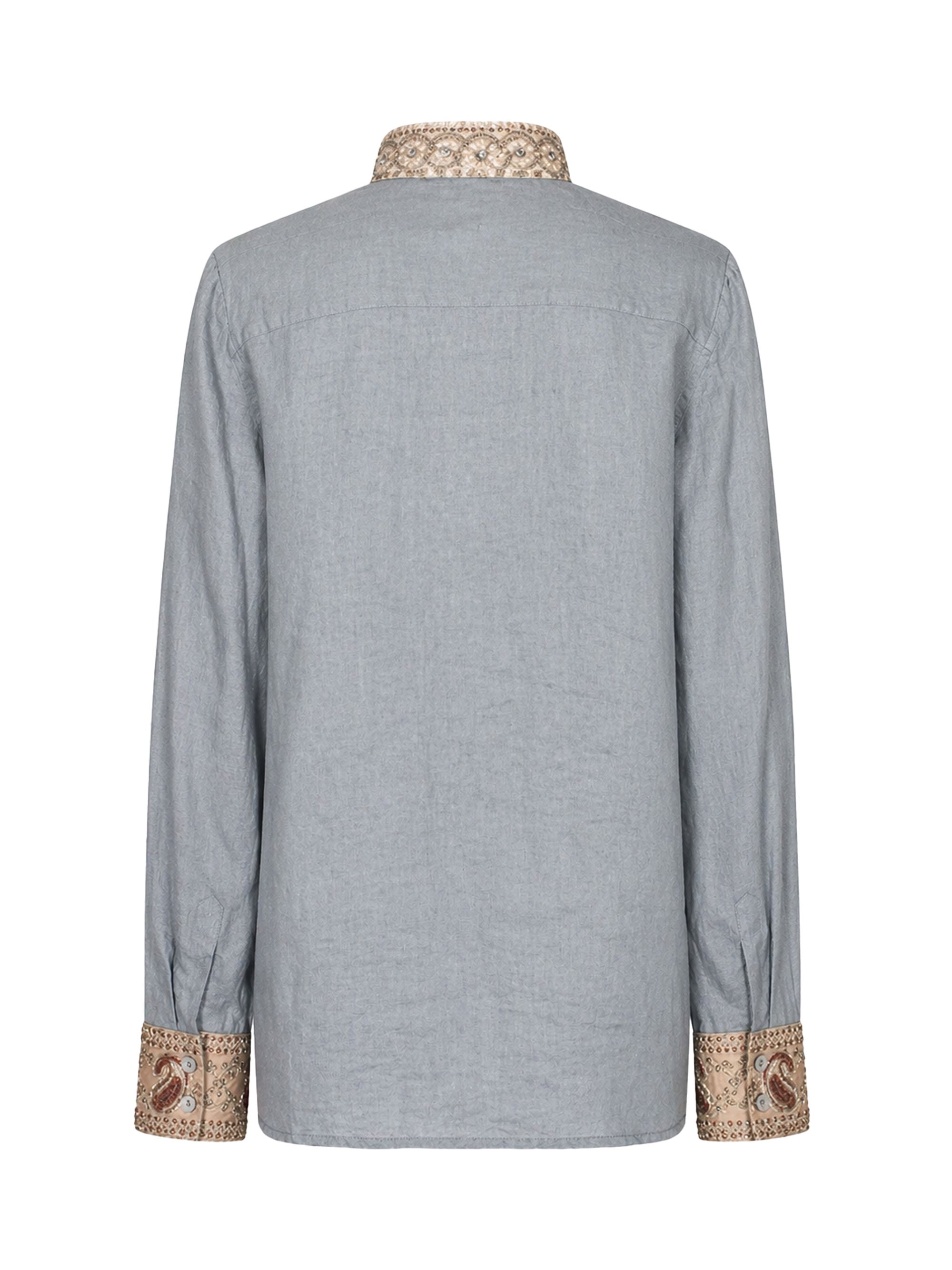 Dassios Linen Shirt Light Grey/Copper