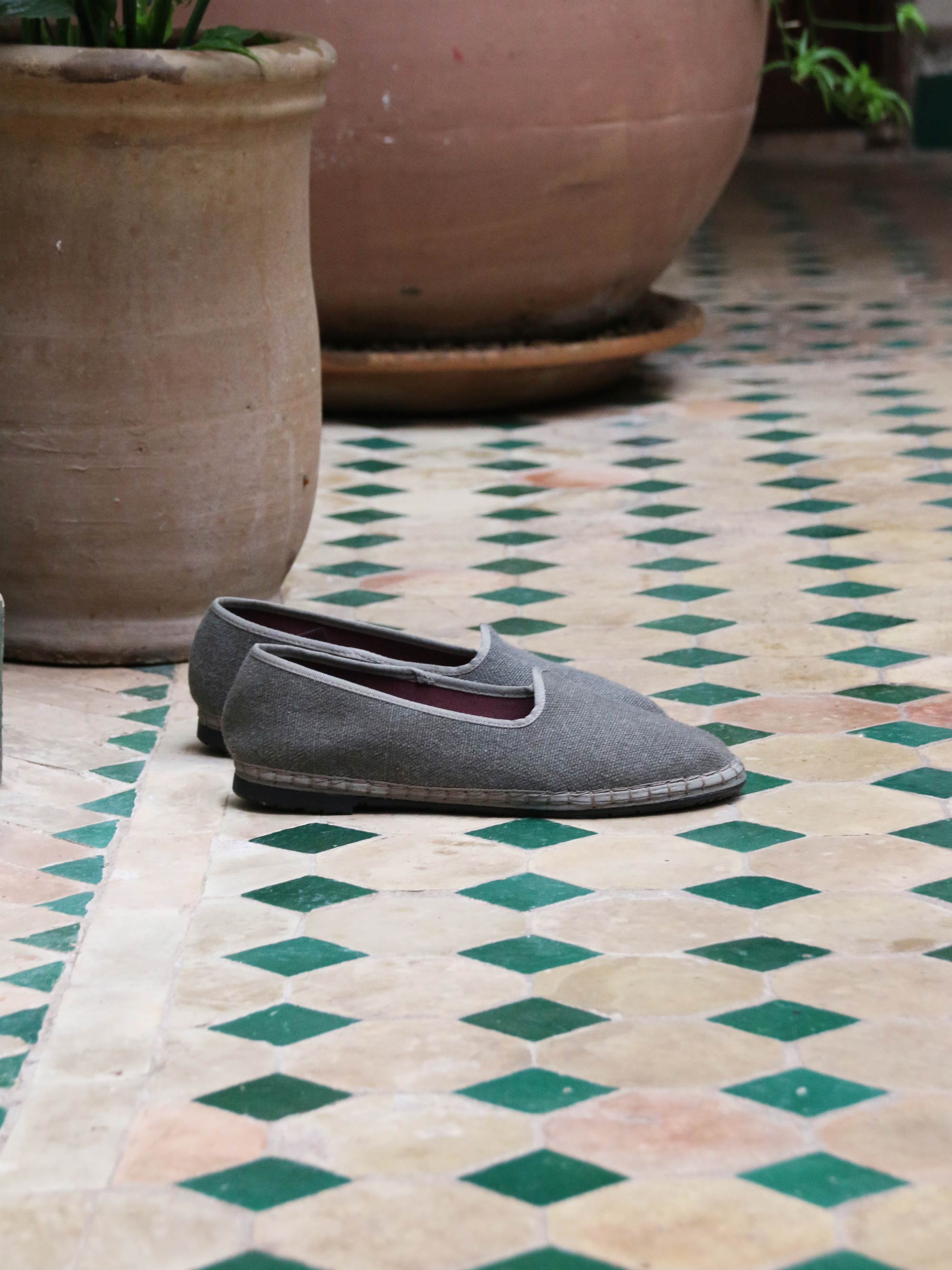 Flabelus x Marina Linen Grey Green Slipper