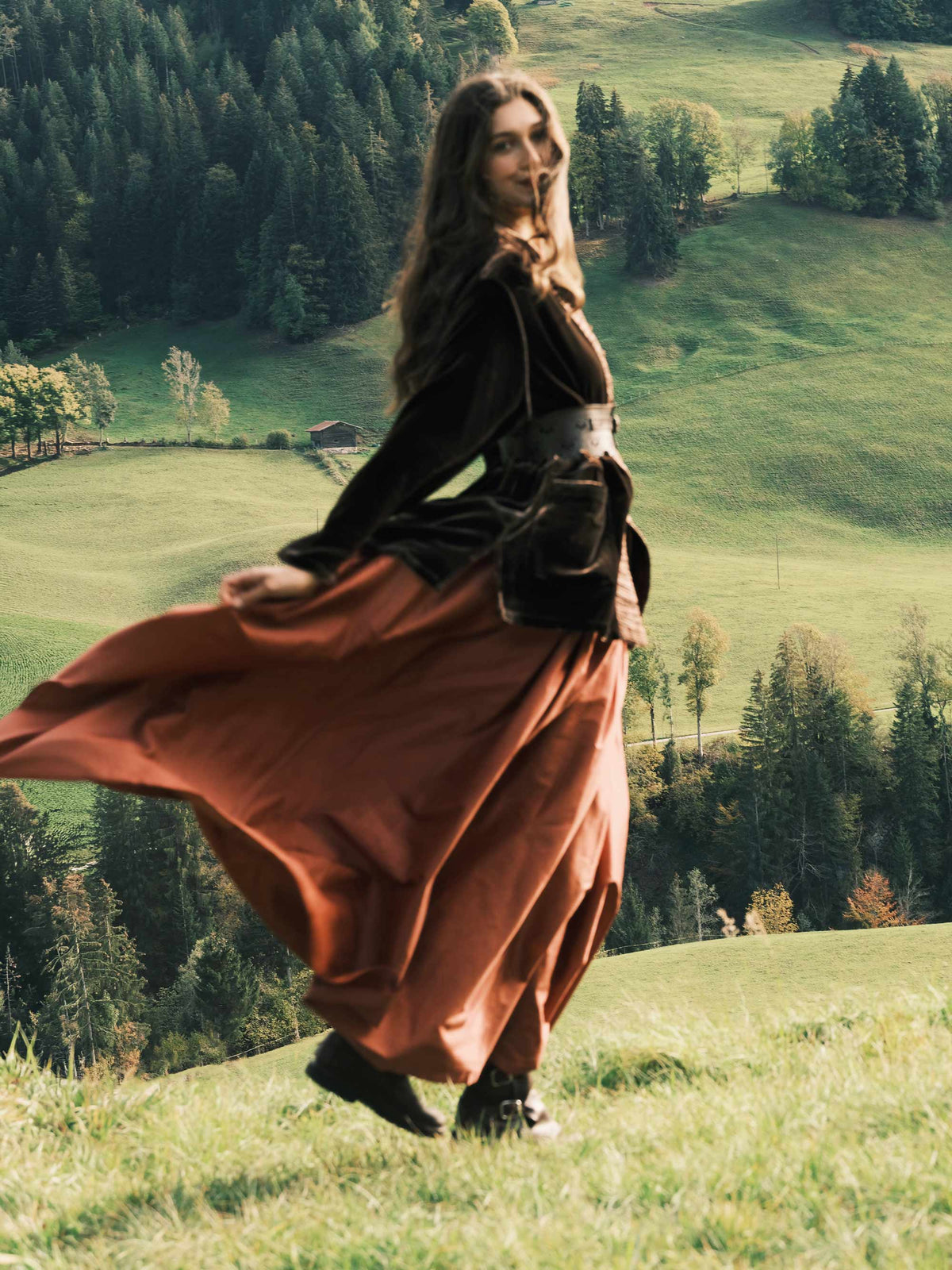 Florence Taffeta Skirt Rust