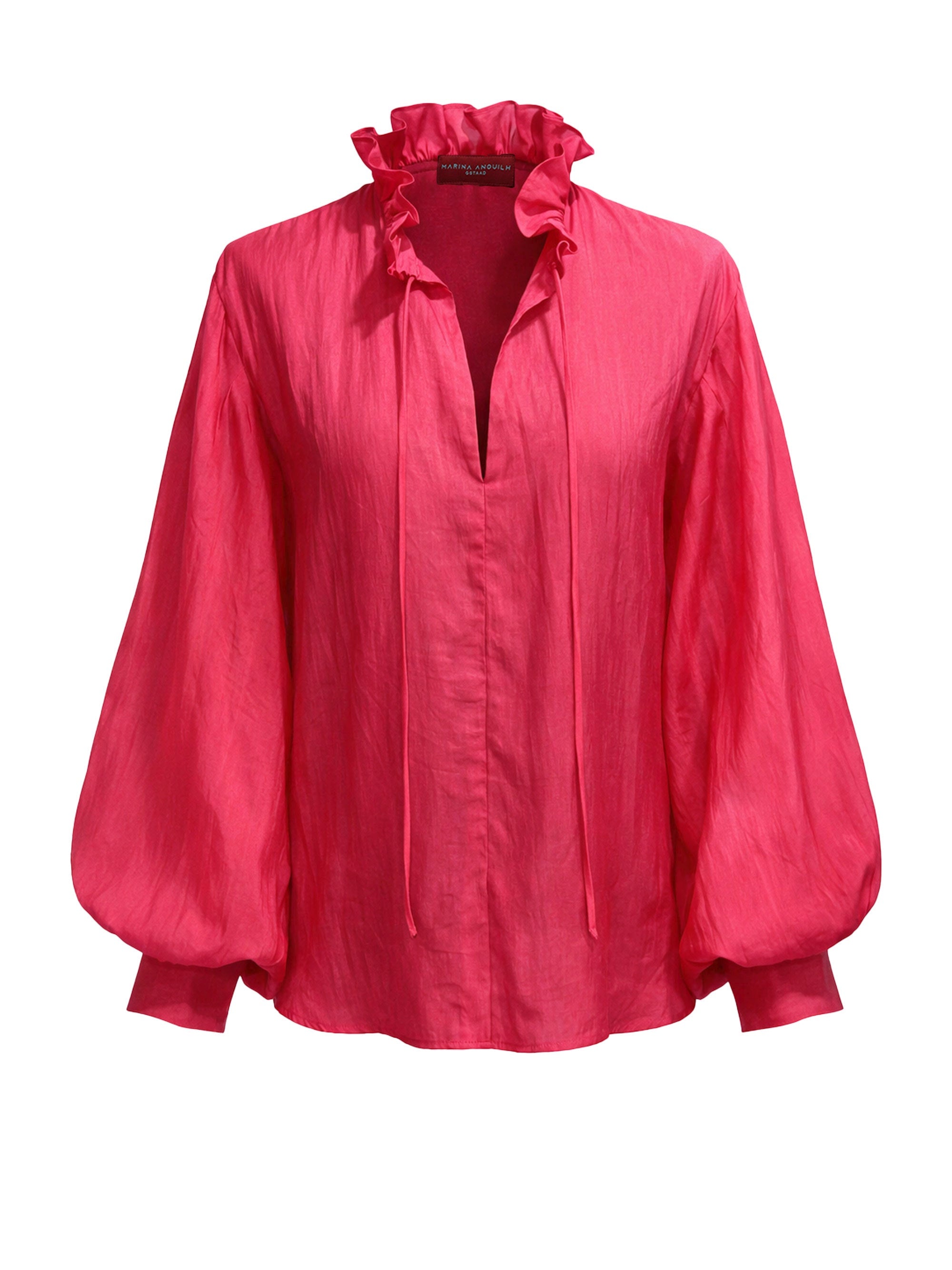 Marina Anouilh Holly Habotai Silk Shirt Cherry in cherry habotai silk blouse
