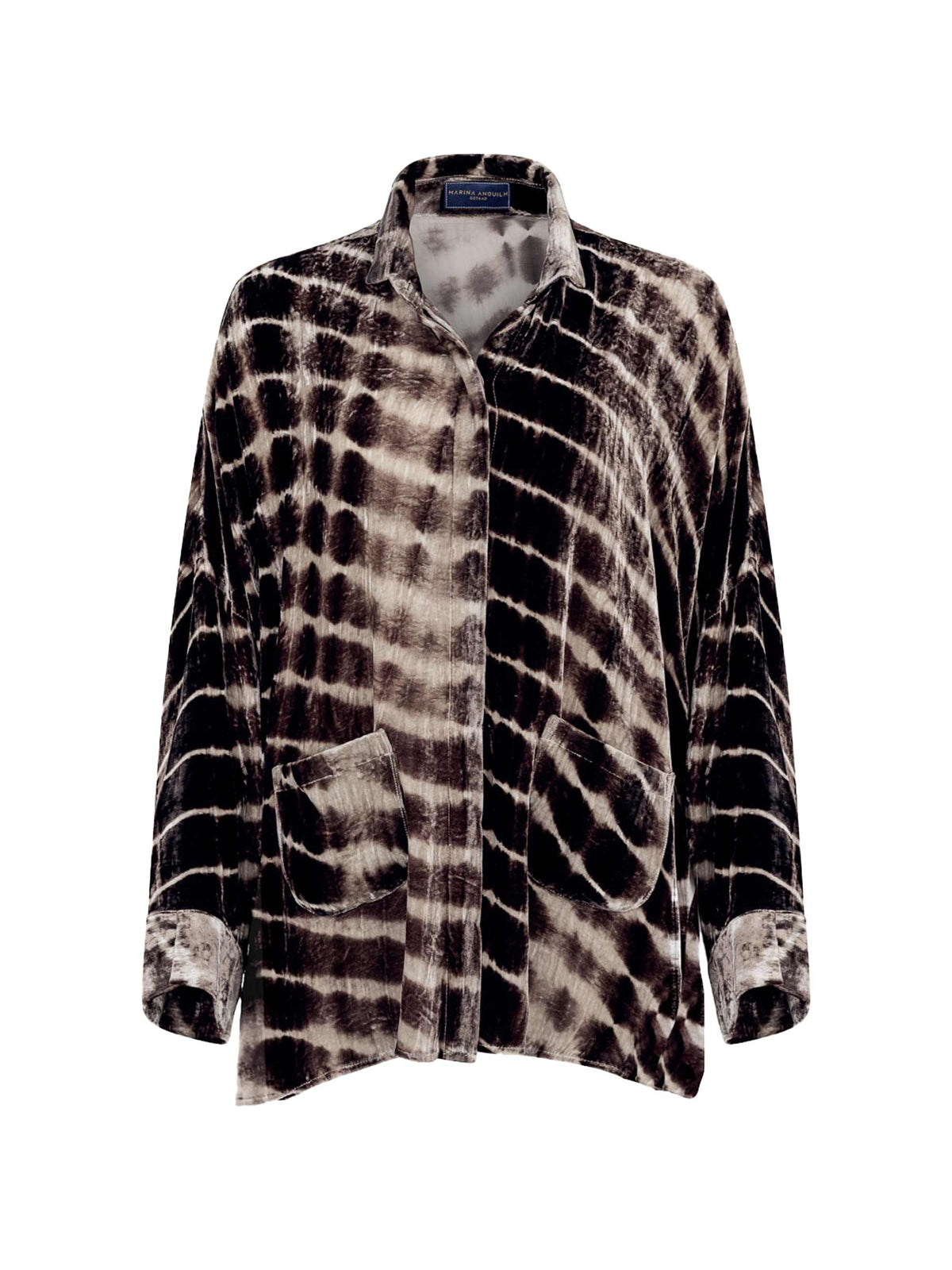 Gaby Velvet Shirt Tiedye Black Taupe