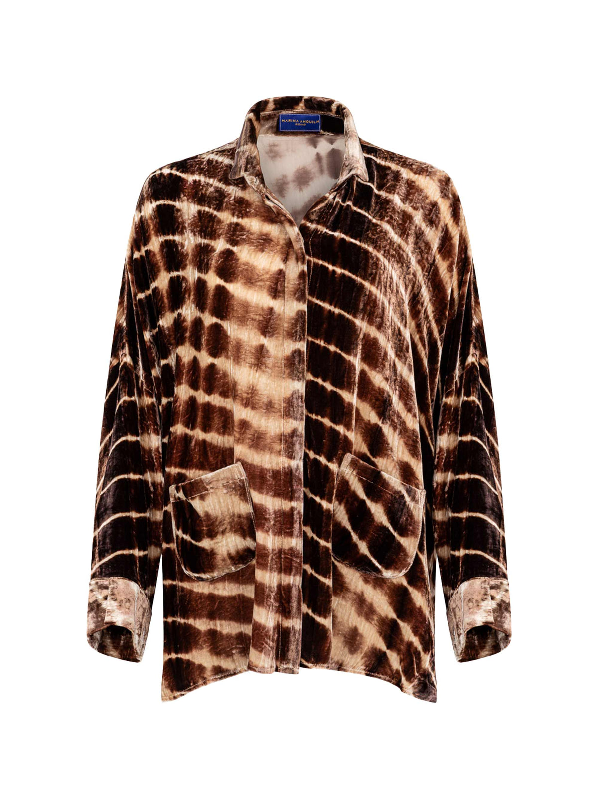 Gaby Shirt Velvet Tie Dye Croco Brown Champagne