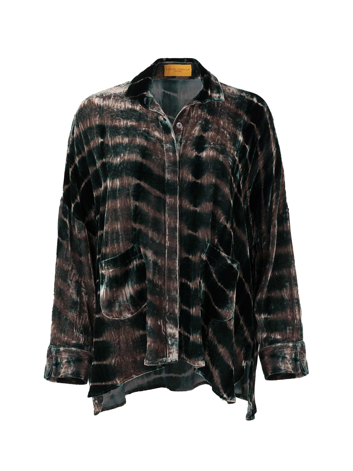 Gaby Velvet Shirt Tie Dye Green Taupe