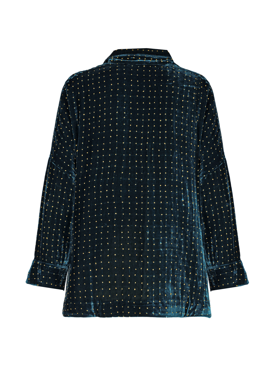 Gaby Padded Shirt Velvet Emerald with Mustard Dots