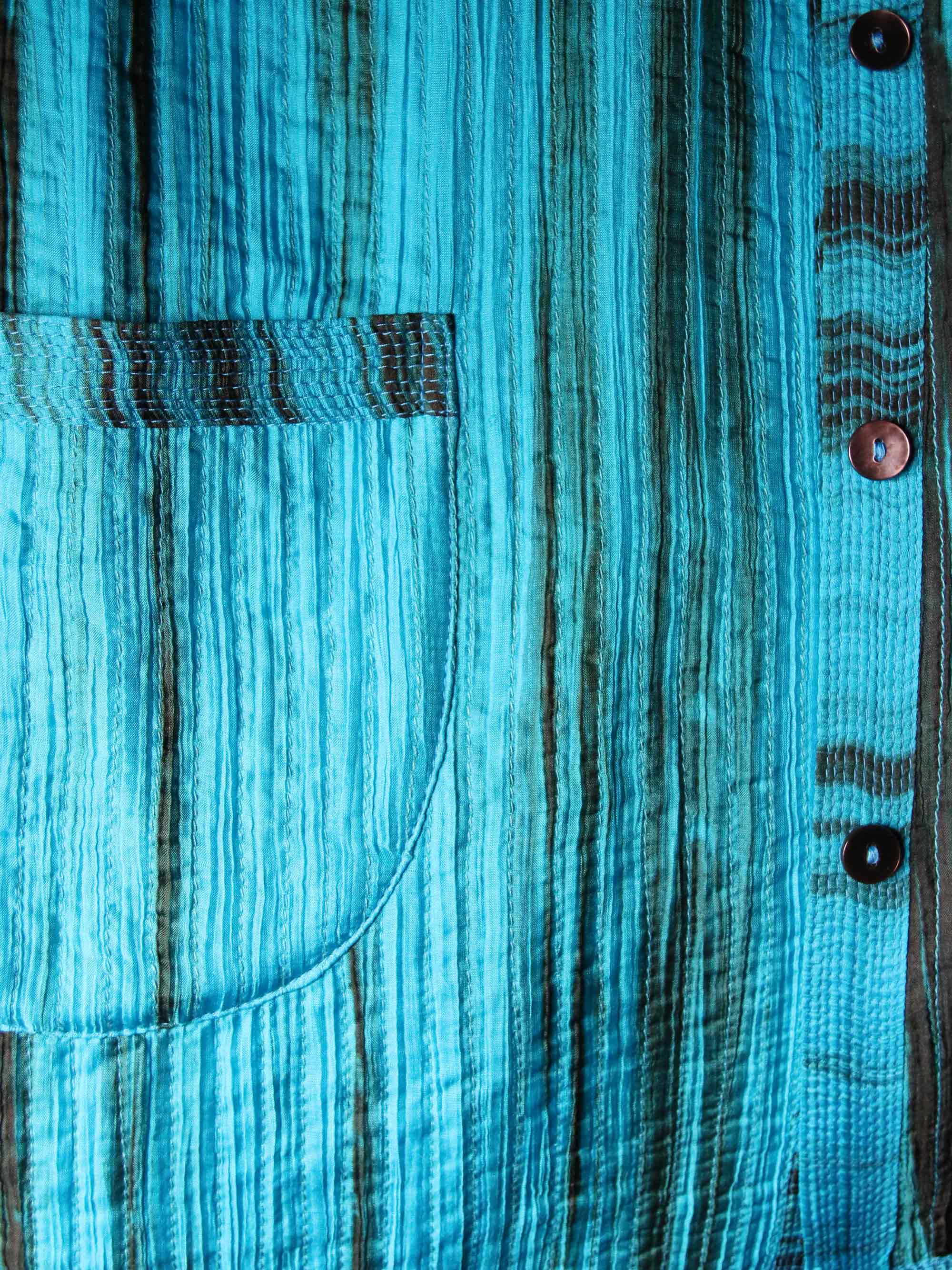 Gaby Padded Reversible Silk Jacket  Tiedye Cyan Kaki