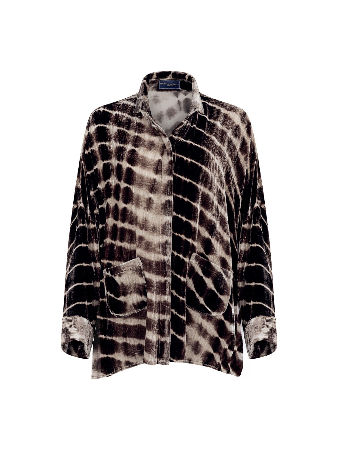 Gaby Velvet Shirt Tiedye Black Taupe