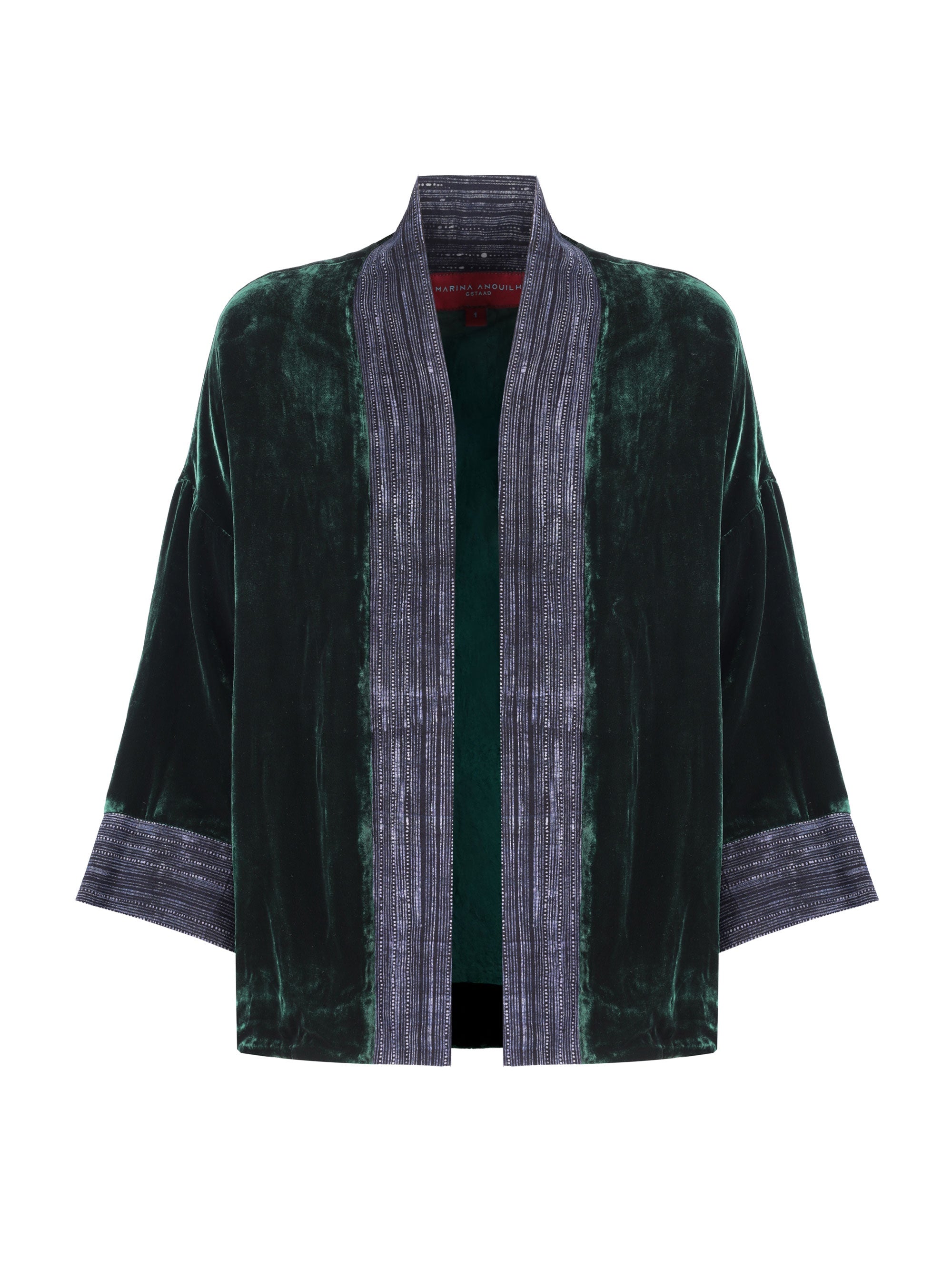 Kimono Velvet Green Beeswax Cotton Trim