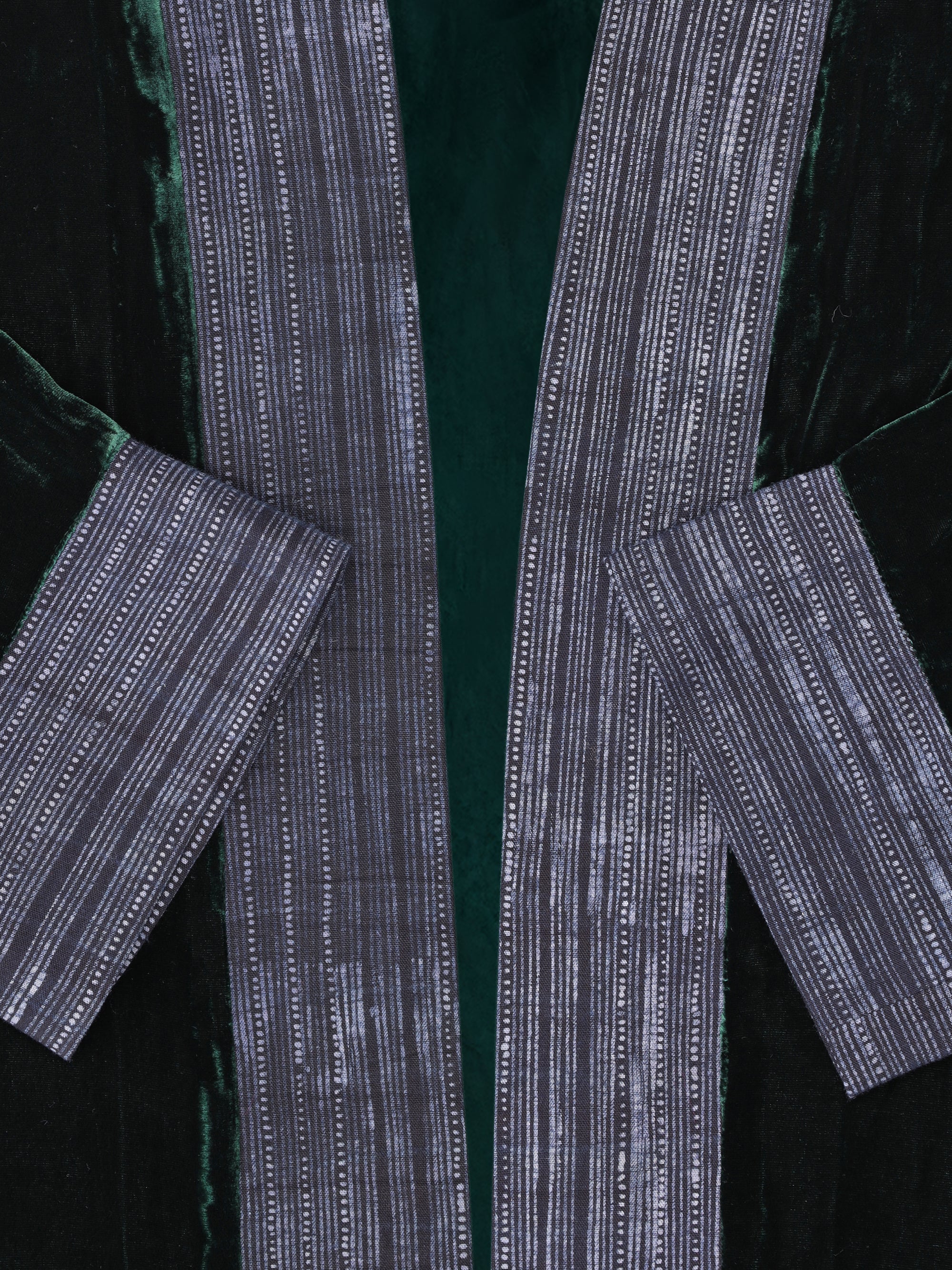 Kimono Velvet Green Beeswax Cotton Trim