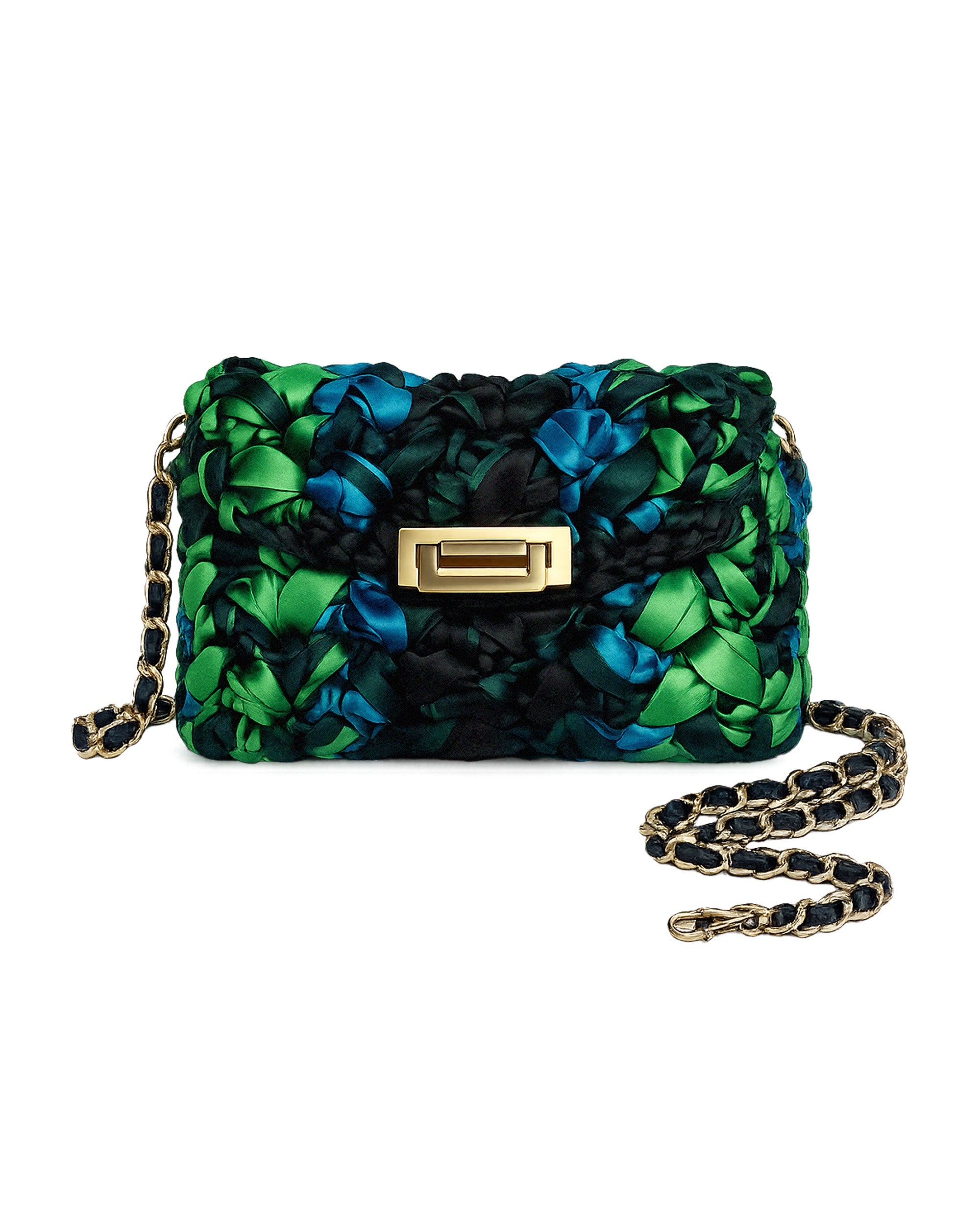 Marina Anouilh Babette Ribbon Knit Mini Bag - Green in green bag