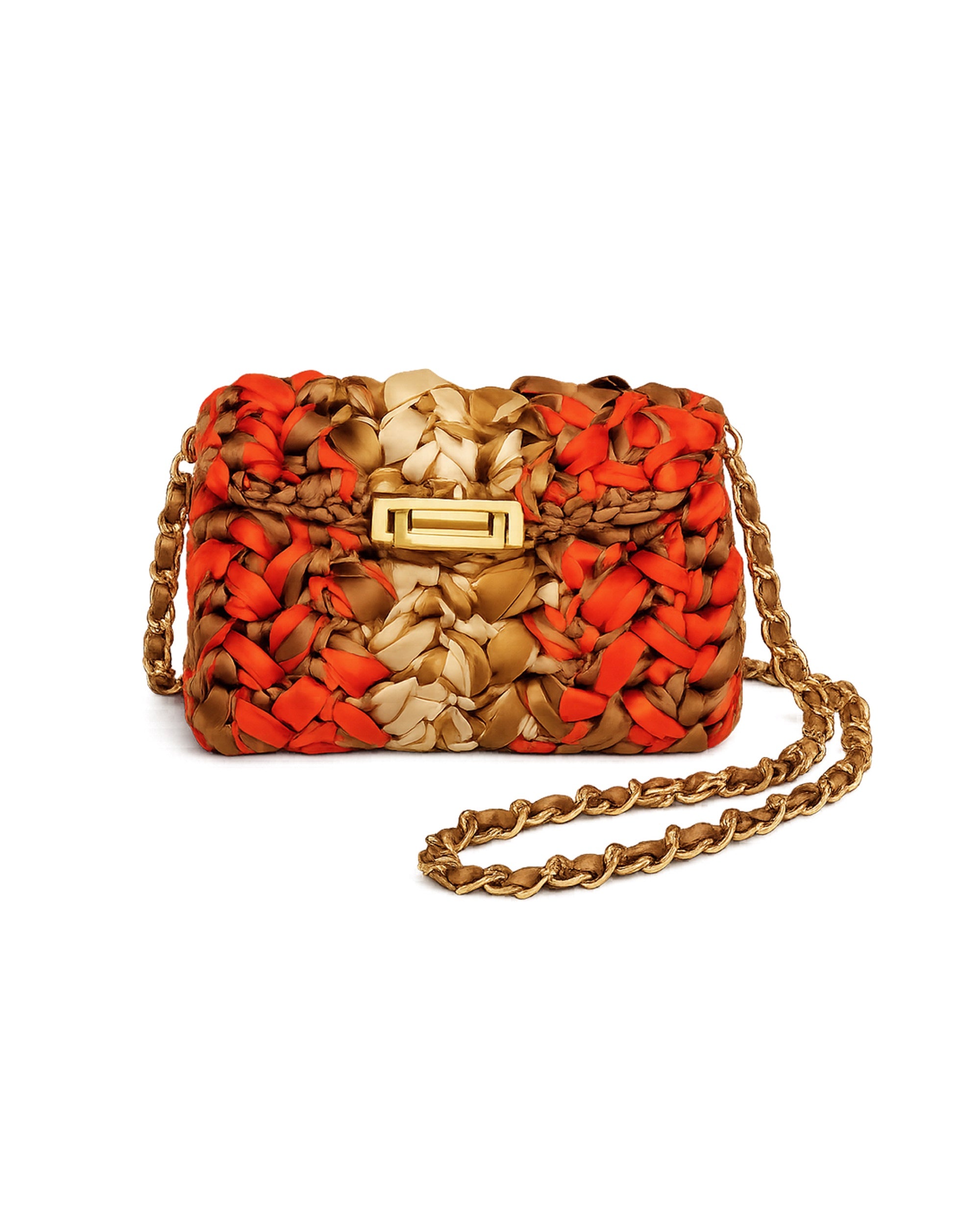 Marina Anouilh Babette Ribbon Knit Mini Bag - Orange in orange bag