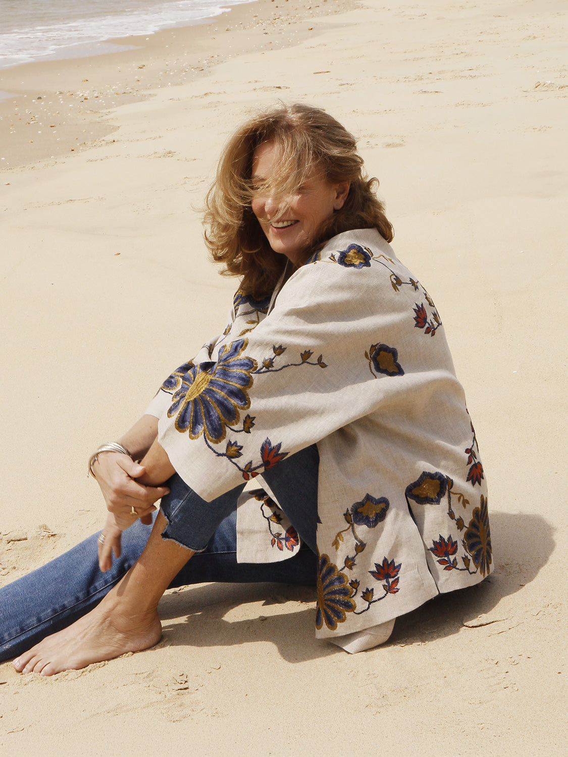 GAIA LINEN MULTICOLOR EMBROIDERED JACKET