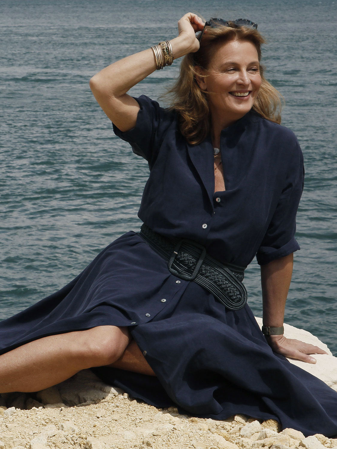 PERRINE DRESS CREPE DE CHINE NIGHT BLUE