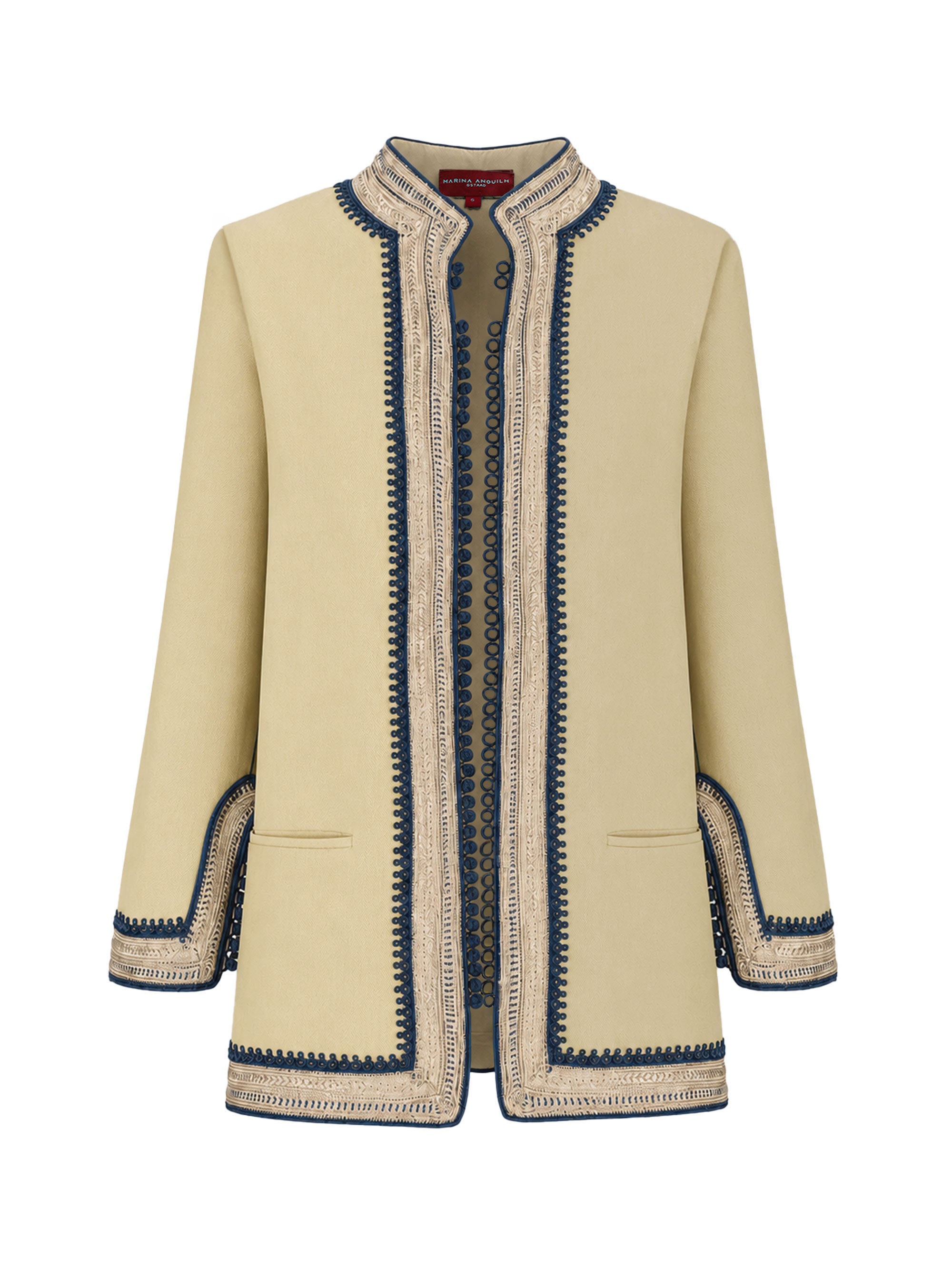 Marrakesh Herringbone Cotton Jacket Beige - Marina Anouilh