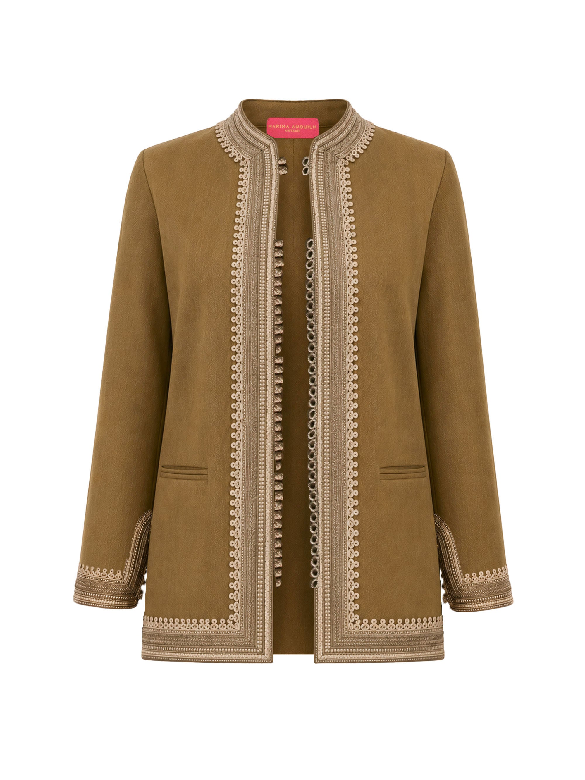 Marrakesh Herringbone Cotton Jacket Tobacco - Marina Anouilh