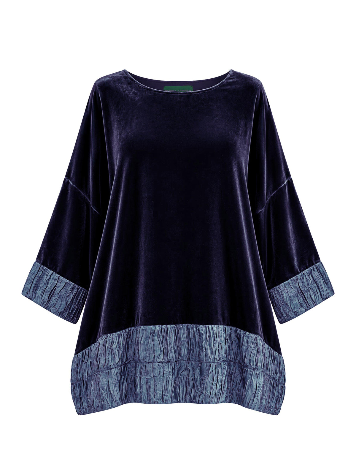 Paris Luu Velvet Silk Top Navy Blue